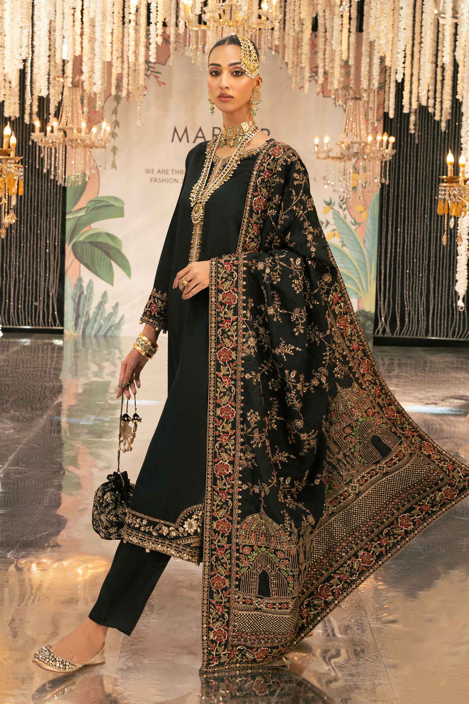3 Piece Embroidered Raw Silk Suit
