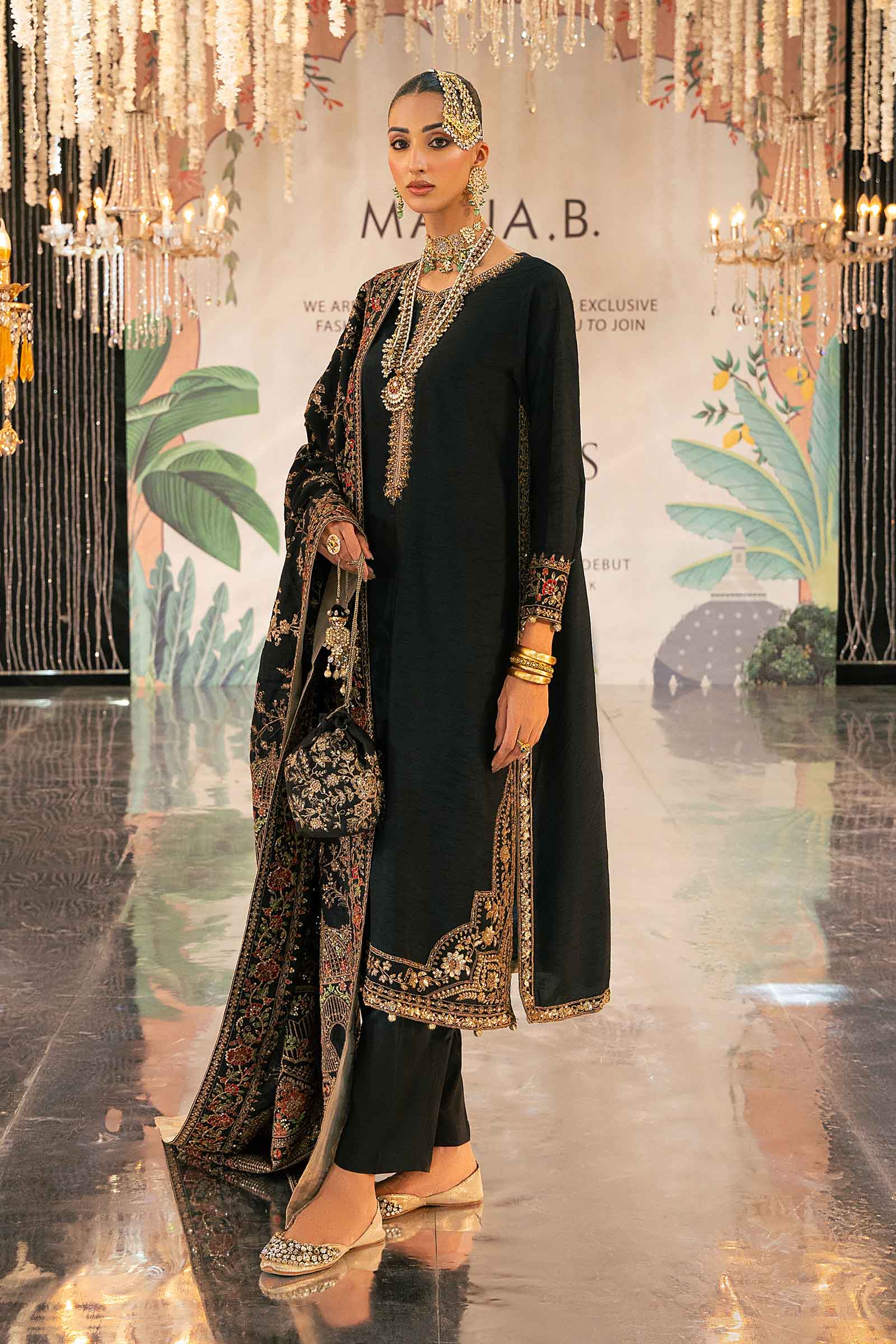3 Piece Embroidered Raw Silk Suit