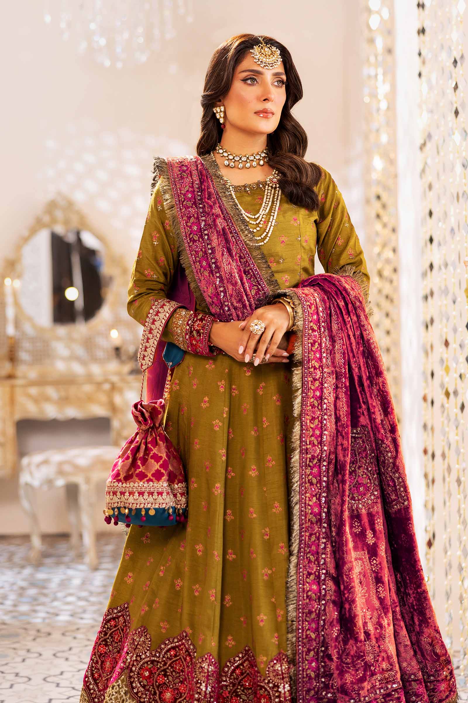 3 Piece Embroidered Raw Silk Suit