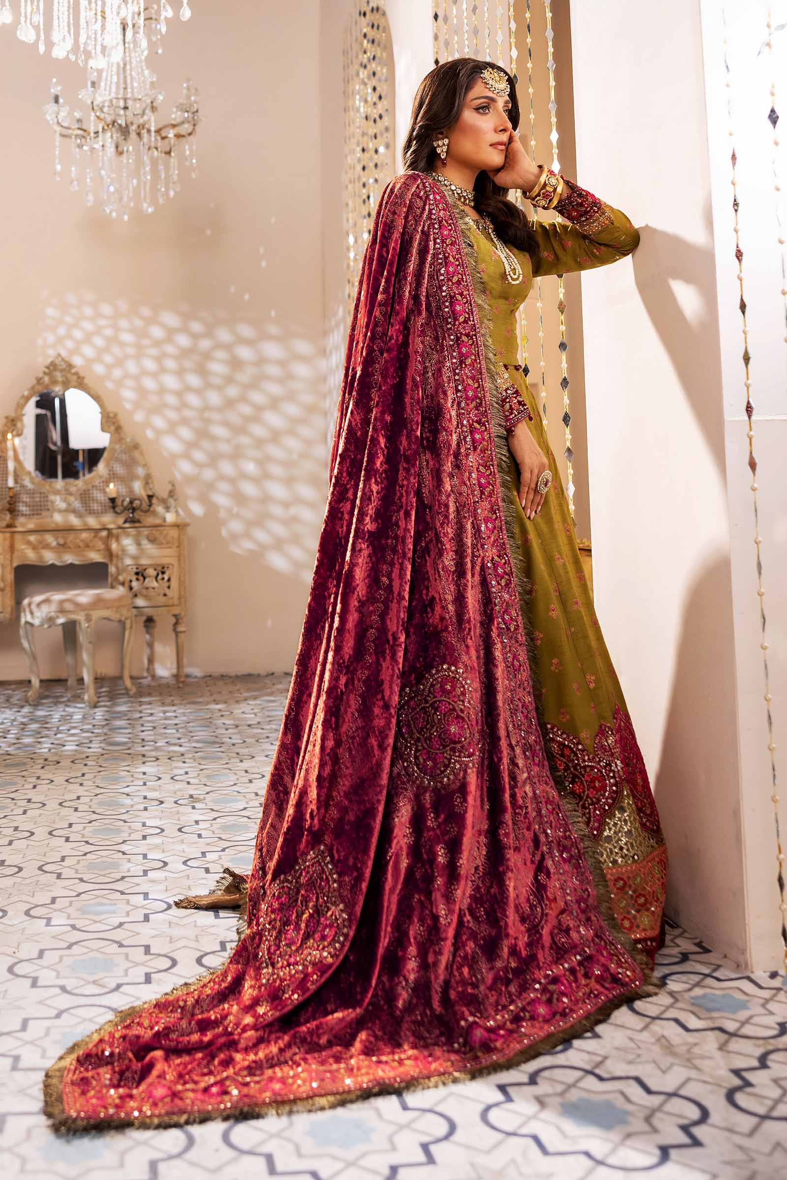 3 Piece Embroidered Raw Silk Suit