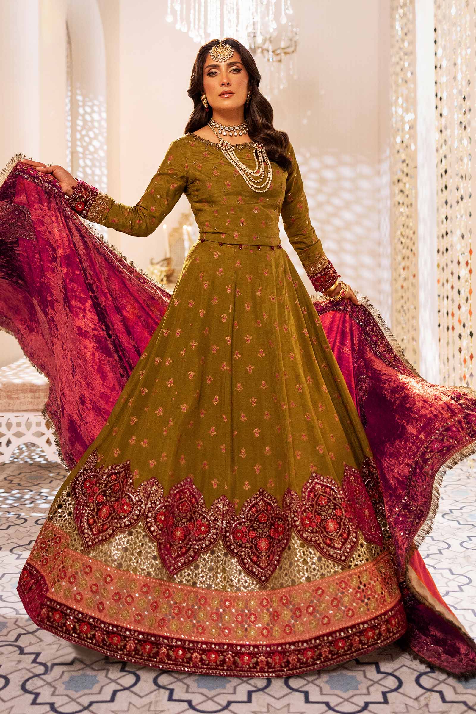 3 Piece Embroidered Raw Silk Suit