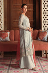 3 Piece Embroidered Raw Silk Suit