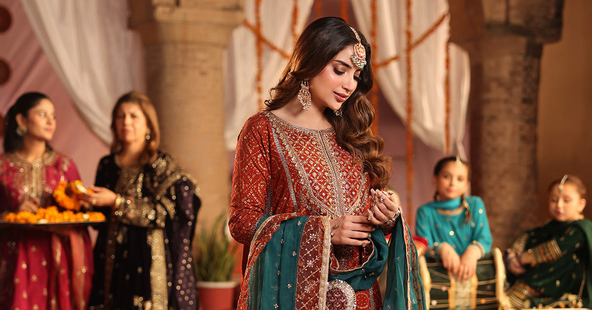3 Piece Embroidered Raw Silk Suit