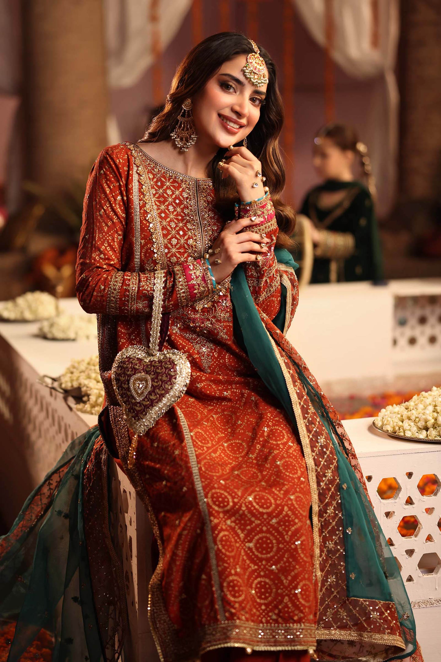 3 Piece Embroidered Raw Silk Suit