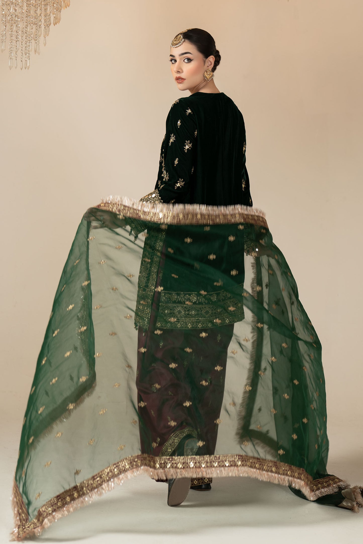 3 Piece Embroidered Velvet Suit