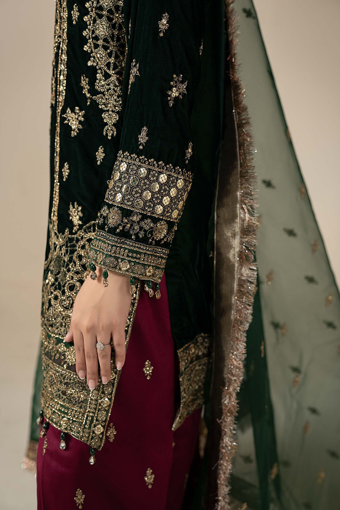 3 Piece Embroidered Velvet Suit