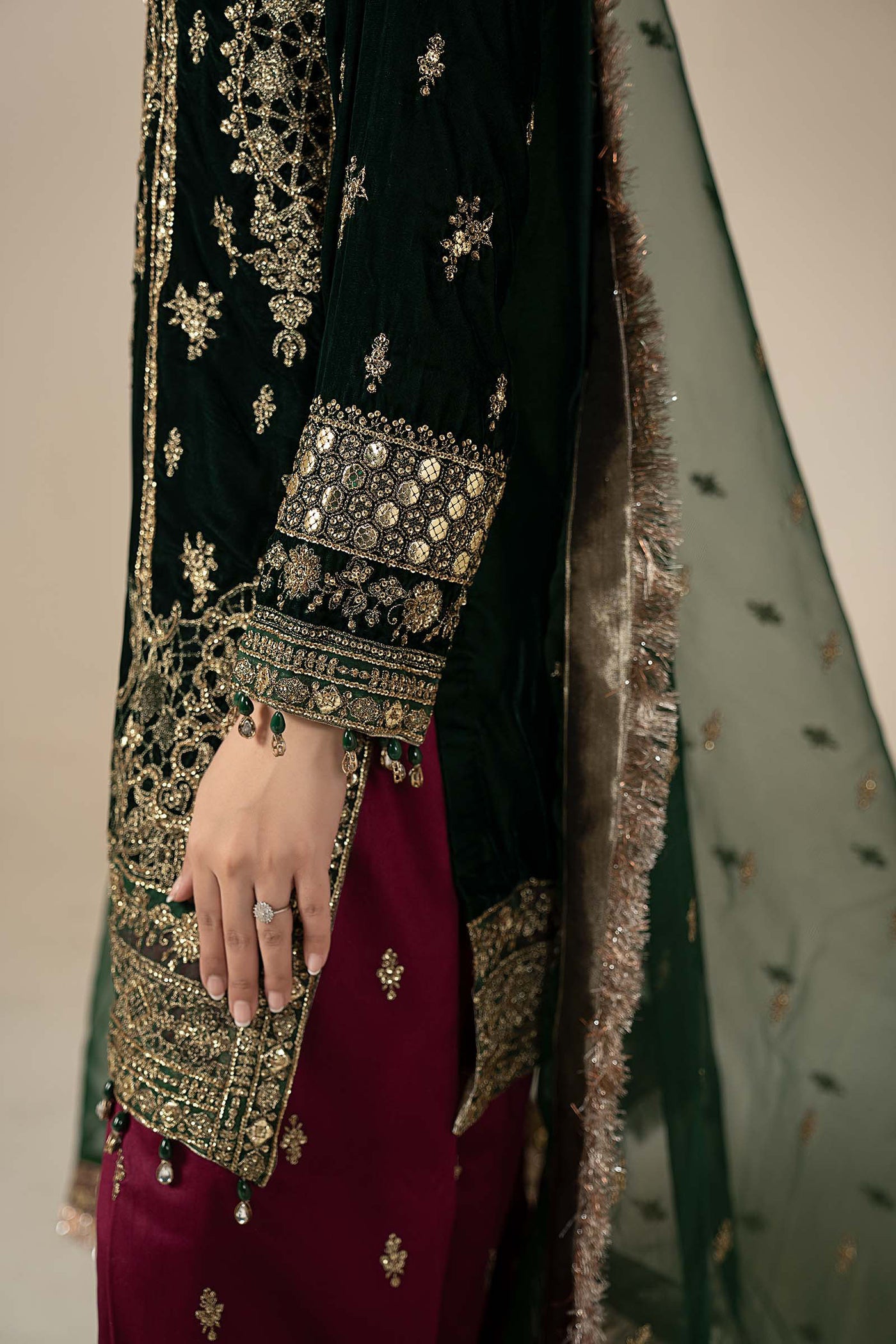 3 Piece Embroidered Velvet Suit