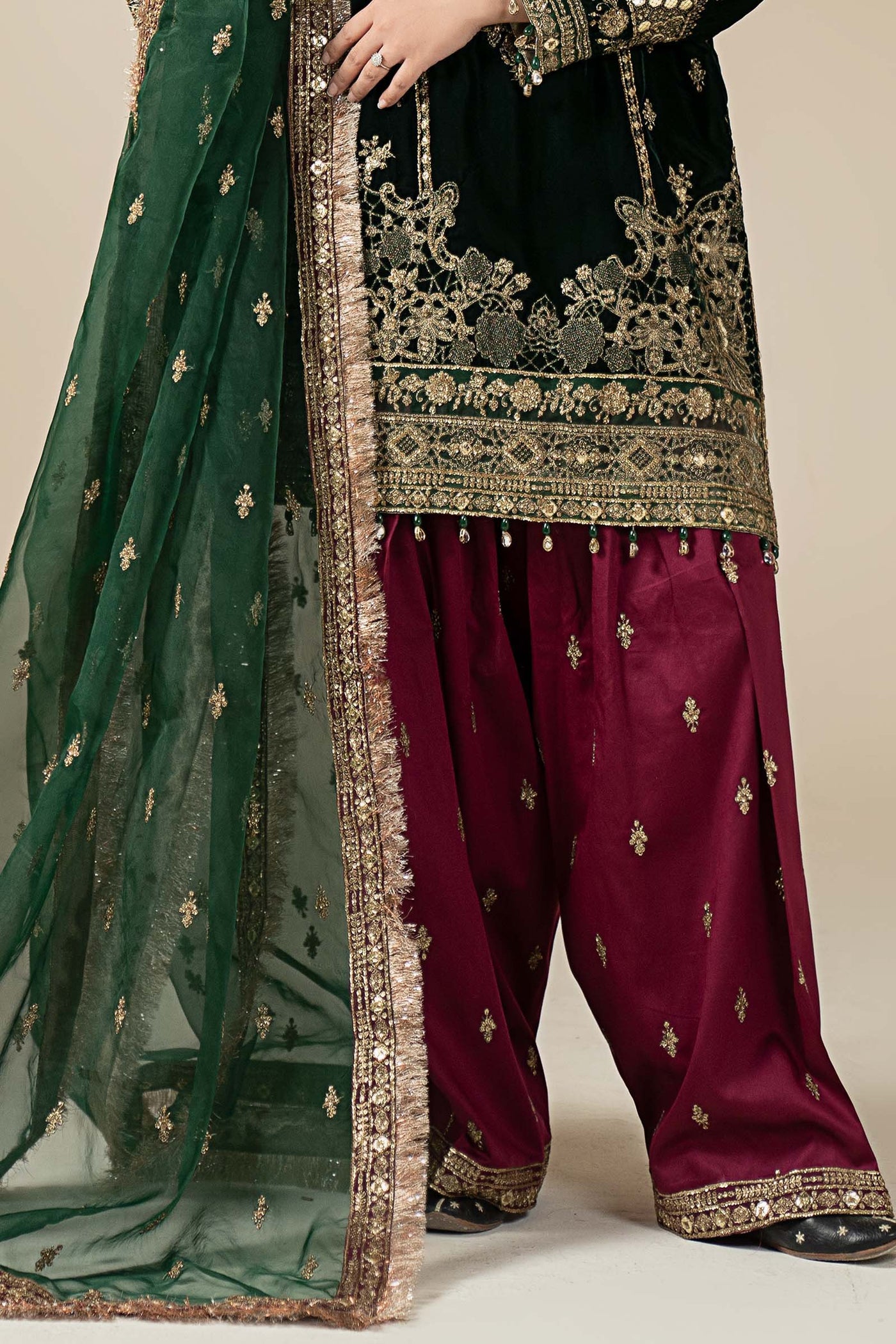 3 Piece Embroidered Velvet Suit