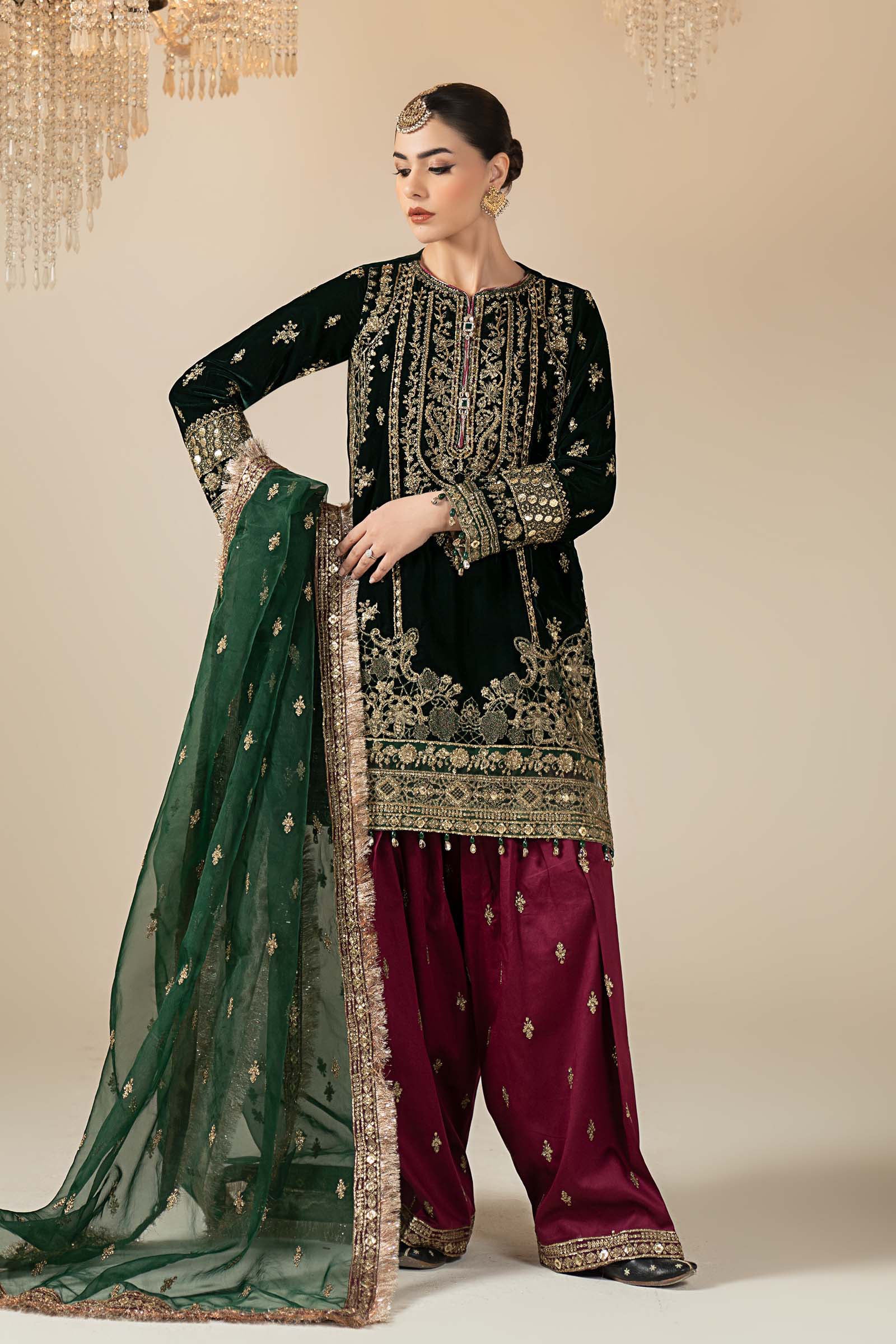 3 Piece Embroidered Velvet Suit