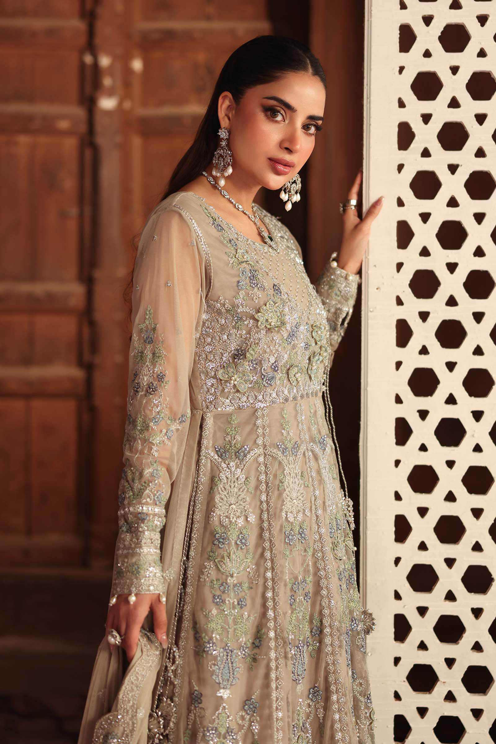 3 Piece Embroidered Net Suit