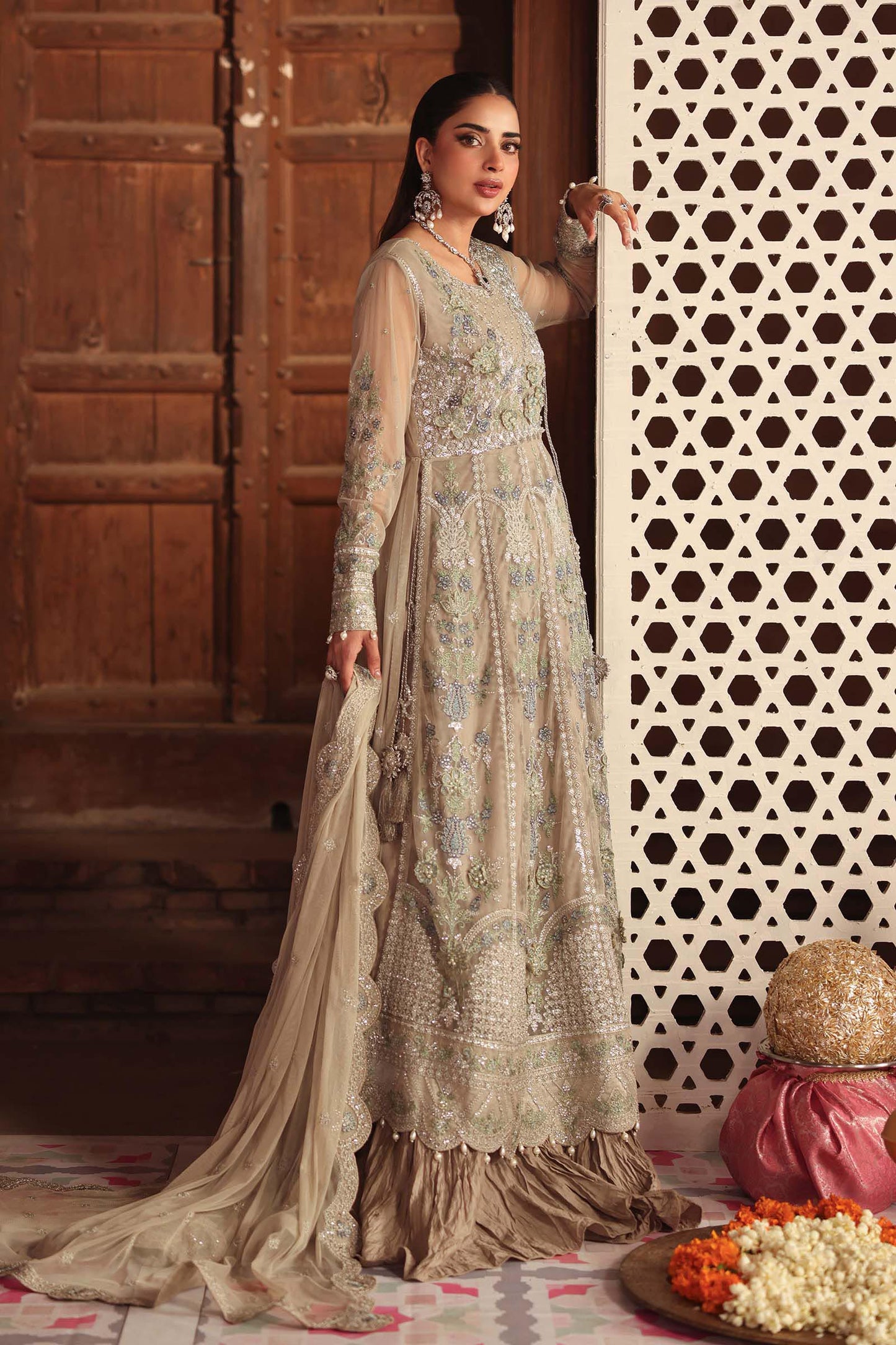 3 Piece Embroidered Net Suit