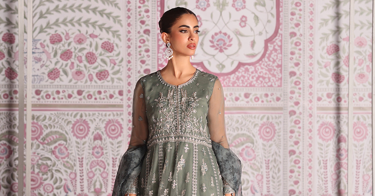 3 Piece Embroidered Organza Suit