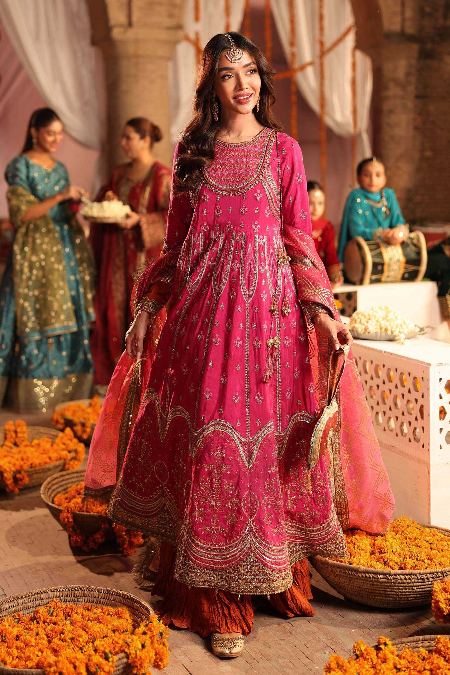 3 Piece Embroidered Raw Silk Suit