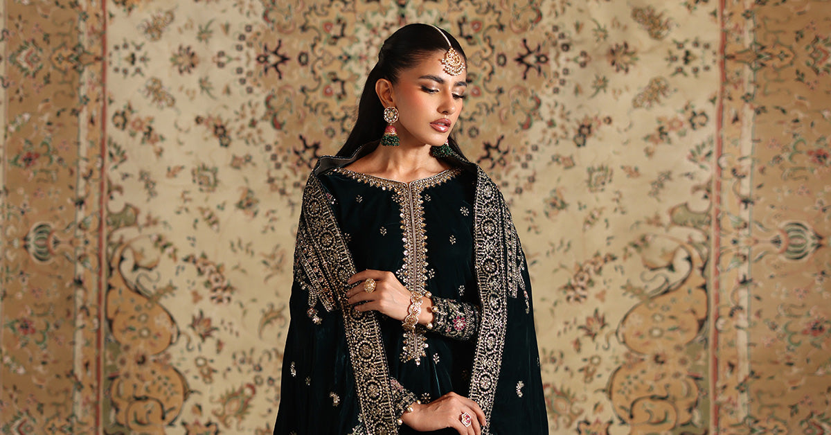 3 Piece Embroidered Velvet Suit