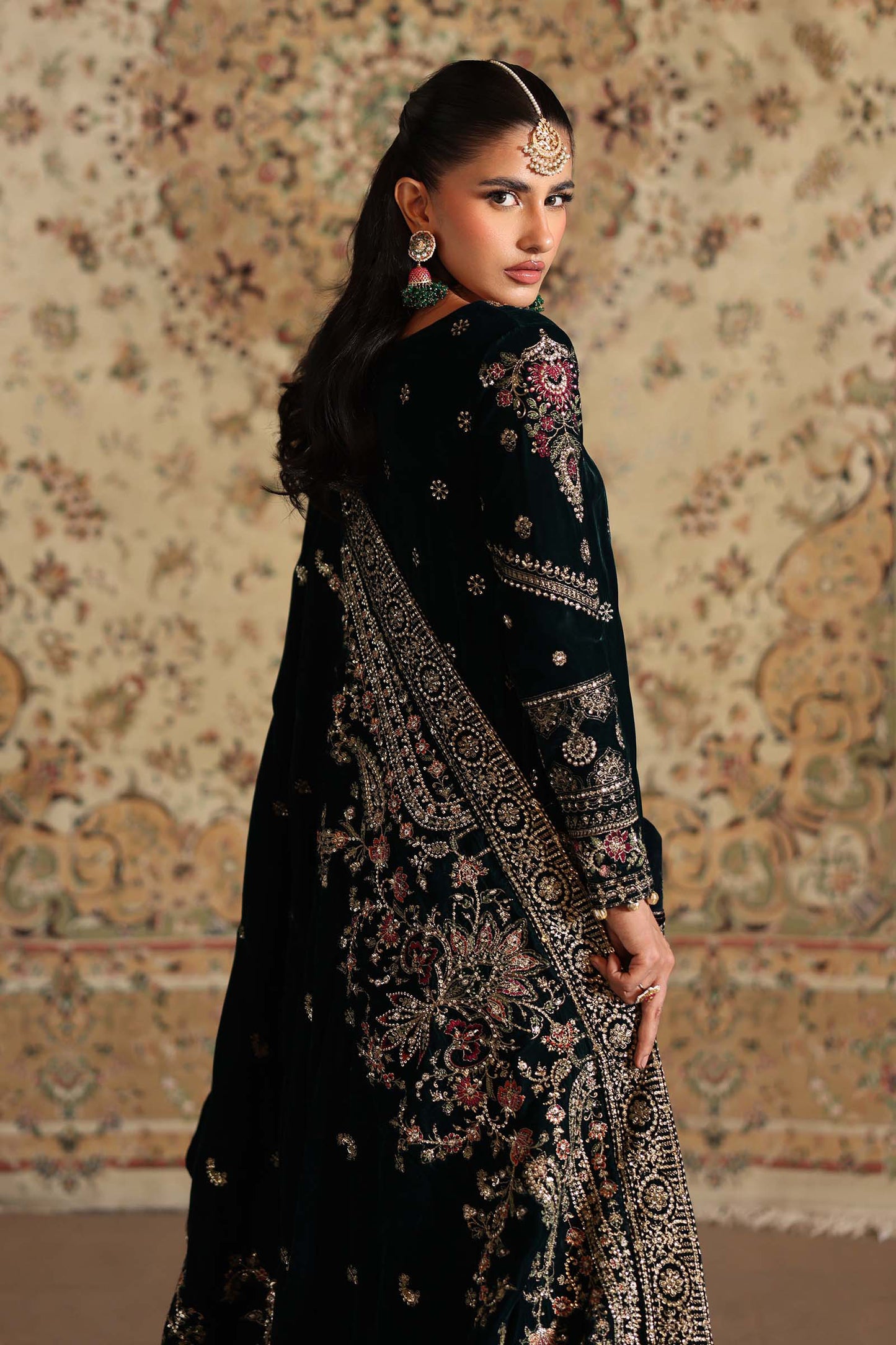 3 Piece Embroidered Velvet Suit