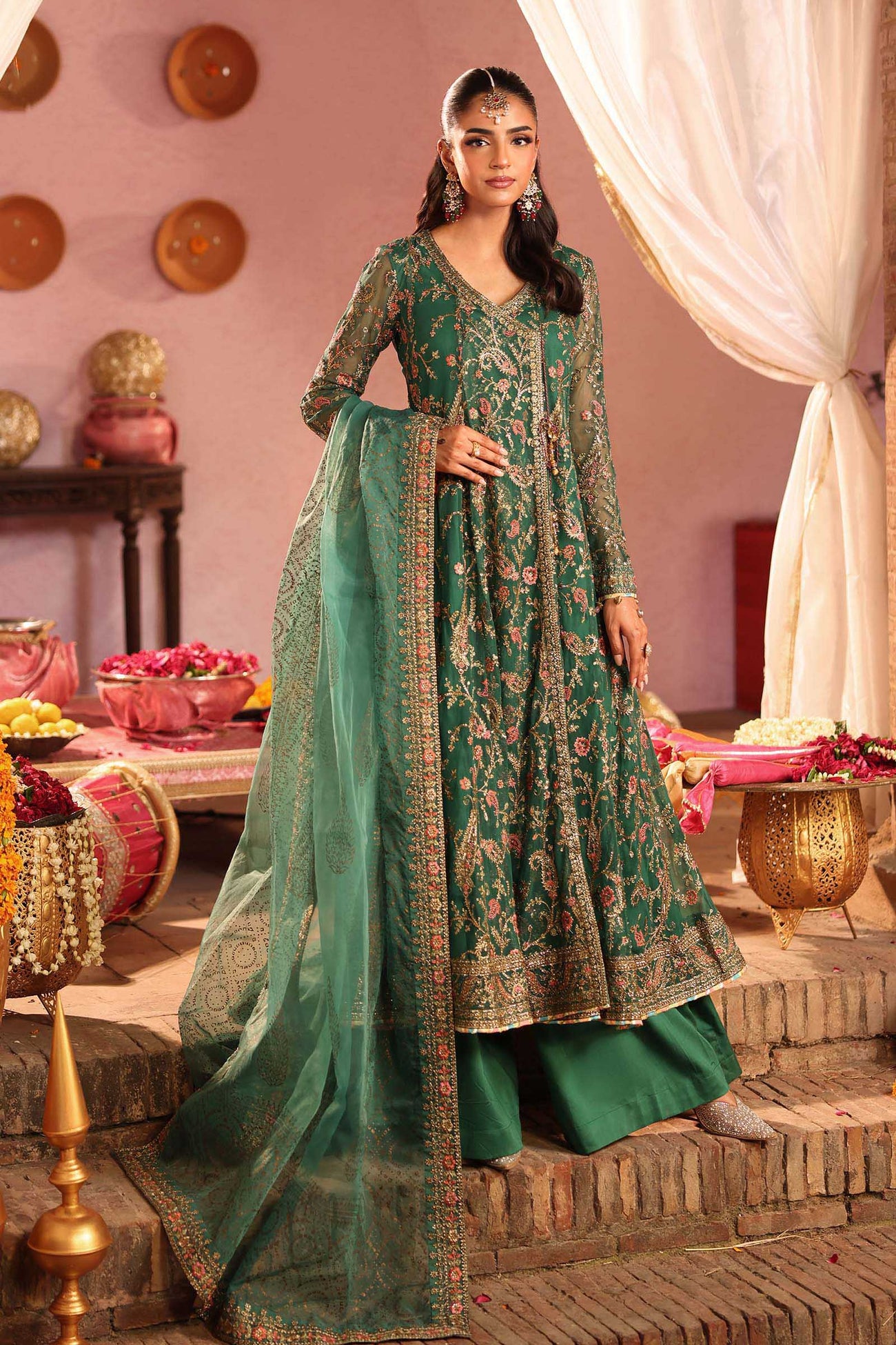 3 Piece Embroidered Net Suit