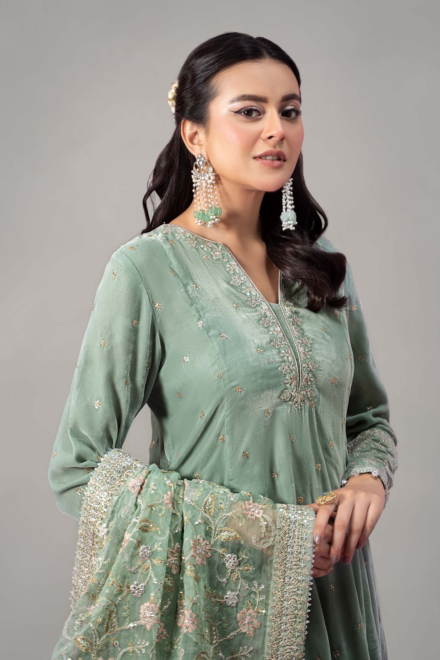 3 Piece Embroidered Velvet Suit