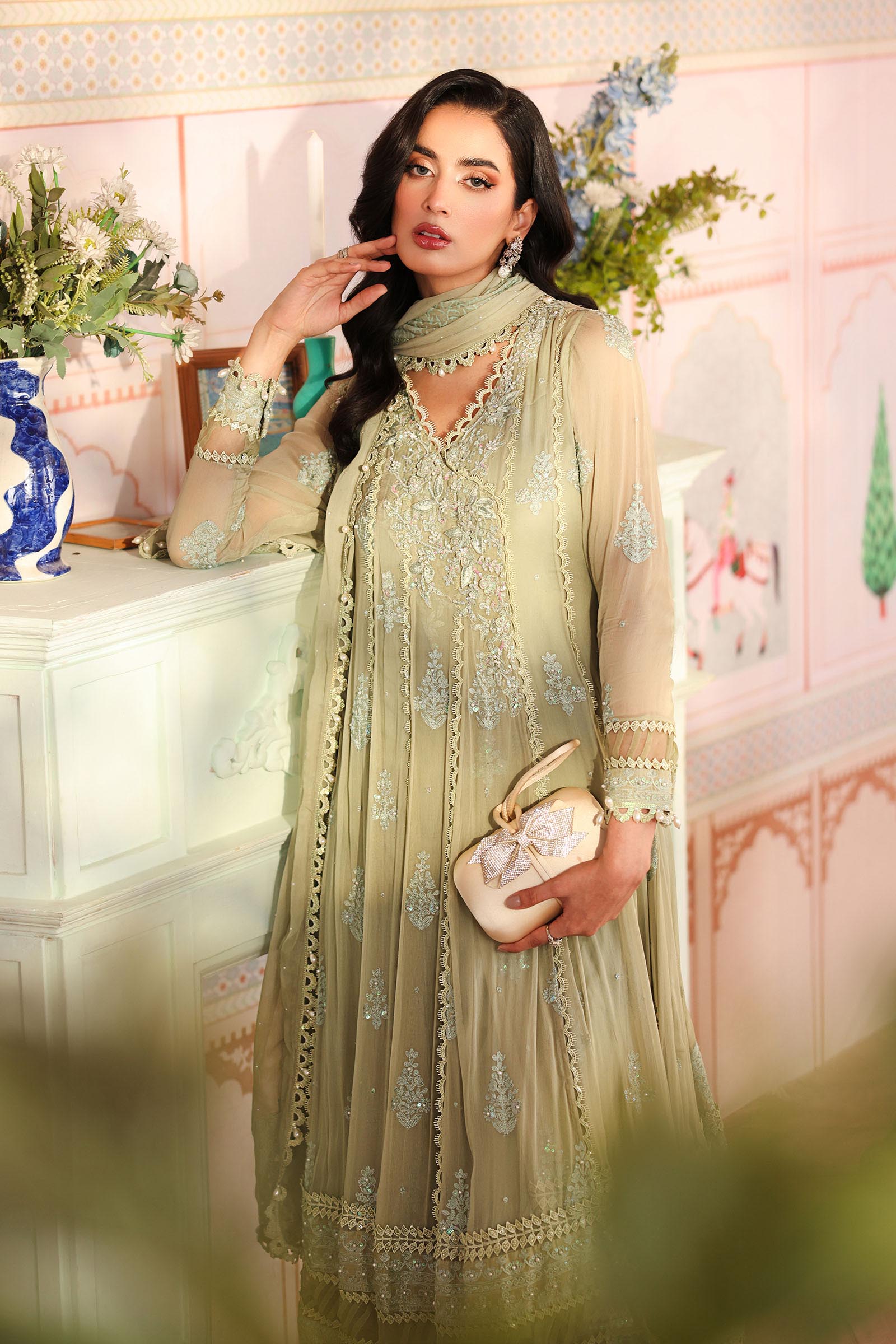 3 Piece Embroidered Chiffon Suit