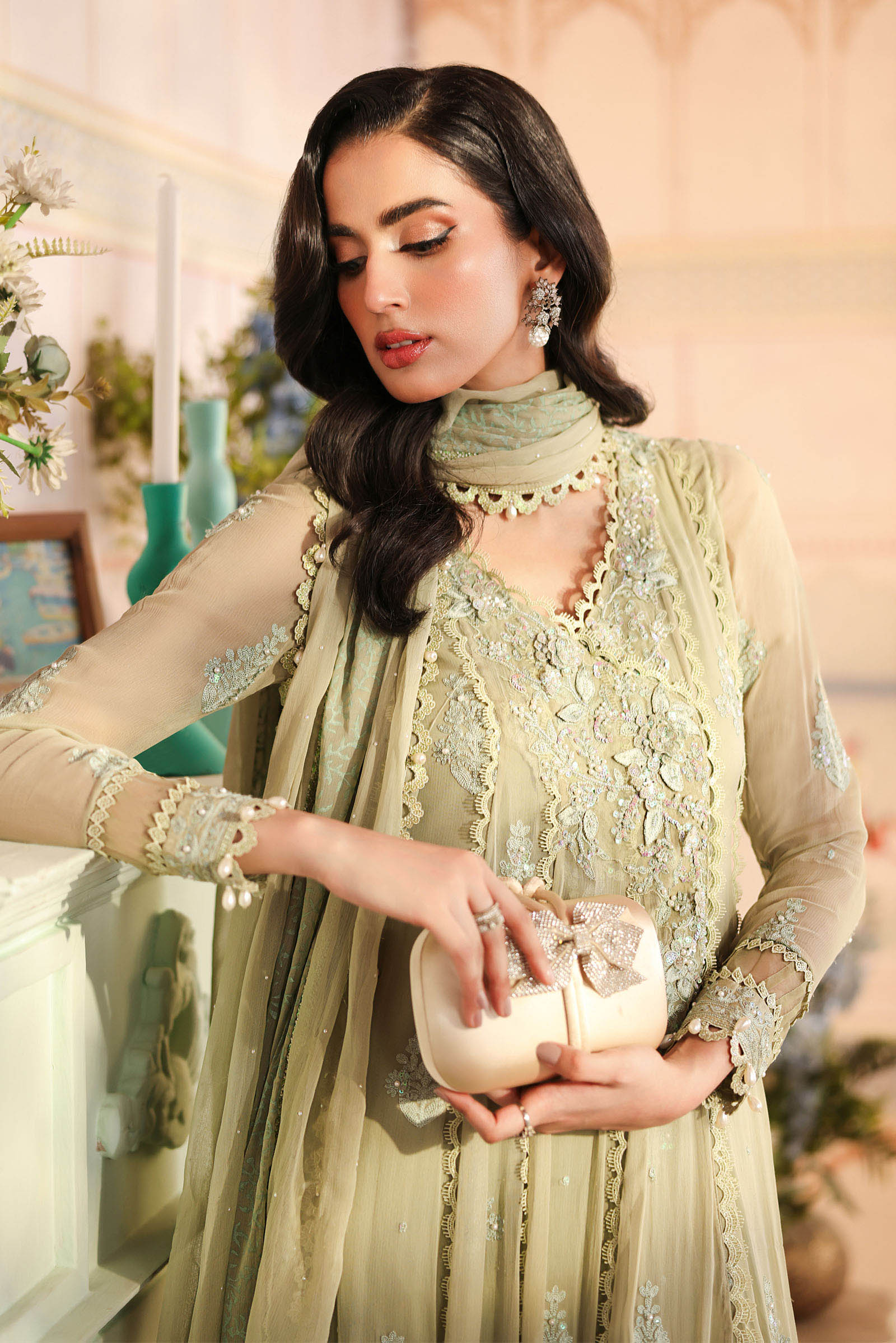3 Piece Embroidered Chiffon Suit