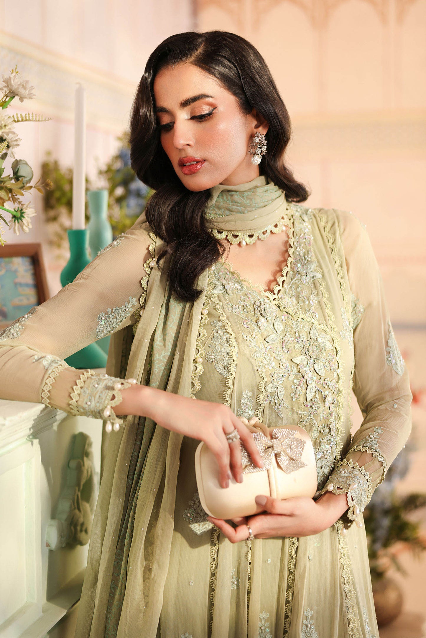 3 Piece Embroidered Chiffon Suit