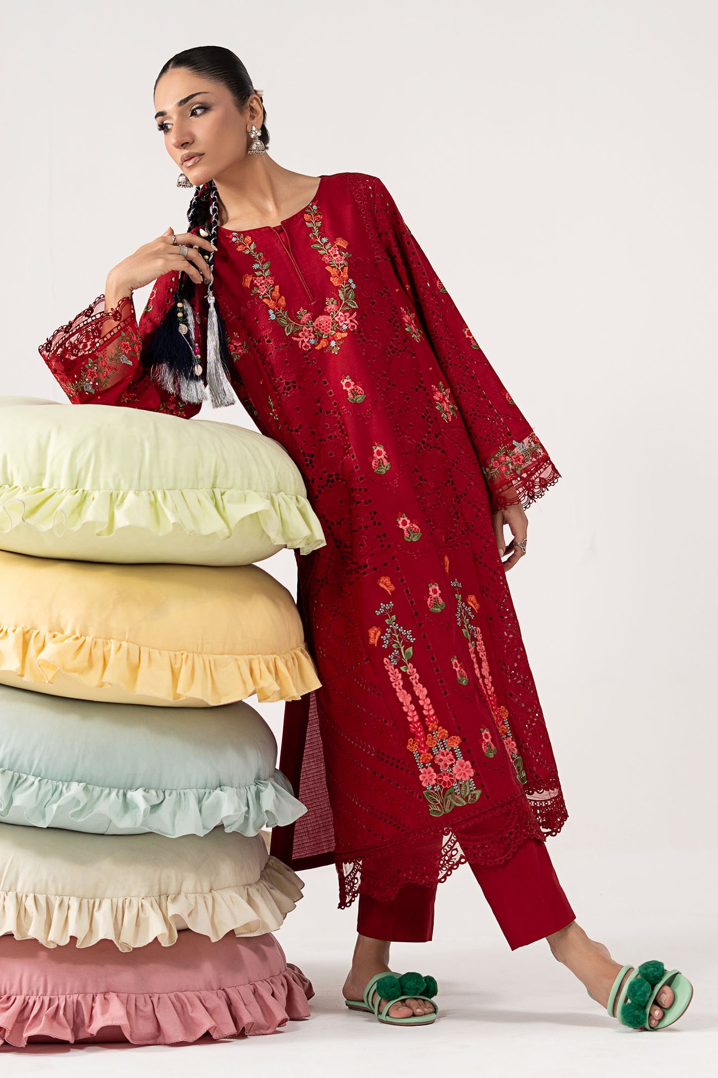 2 Piece Embroidered Brochia Suit
