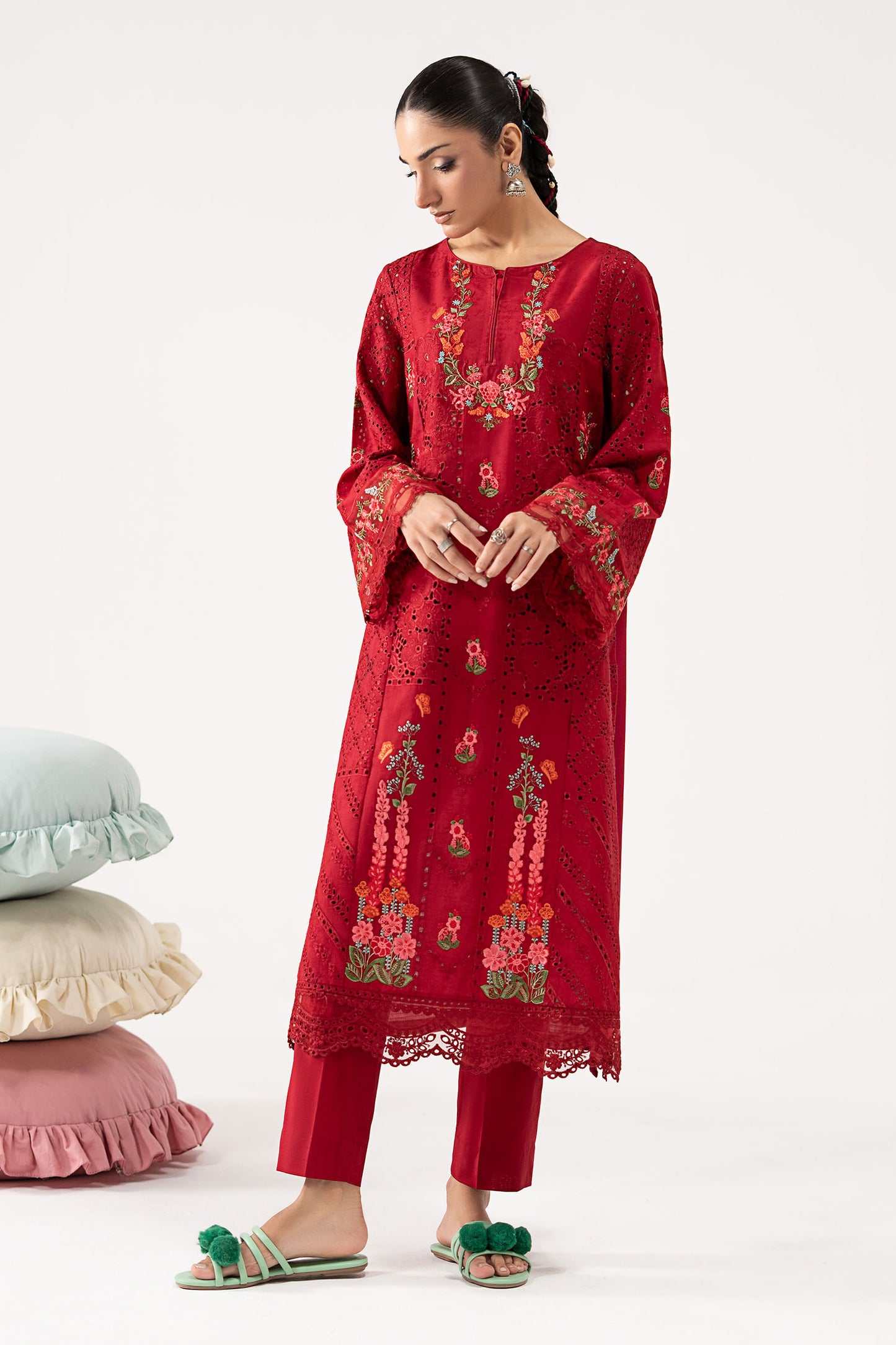 2 Piece Embroidered Brochia Suit