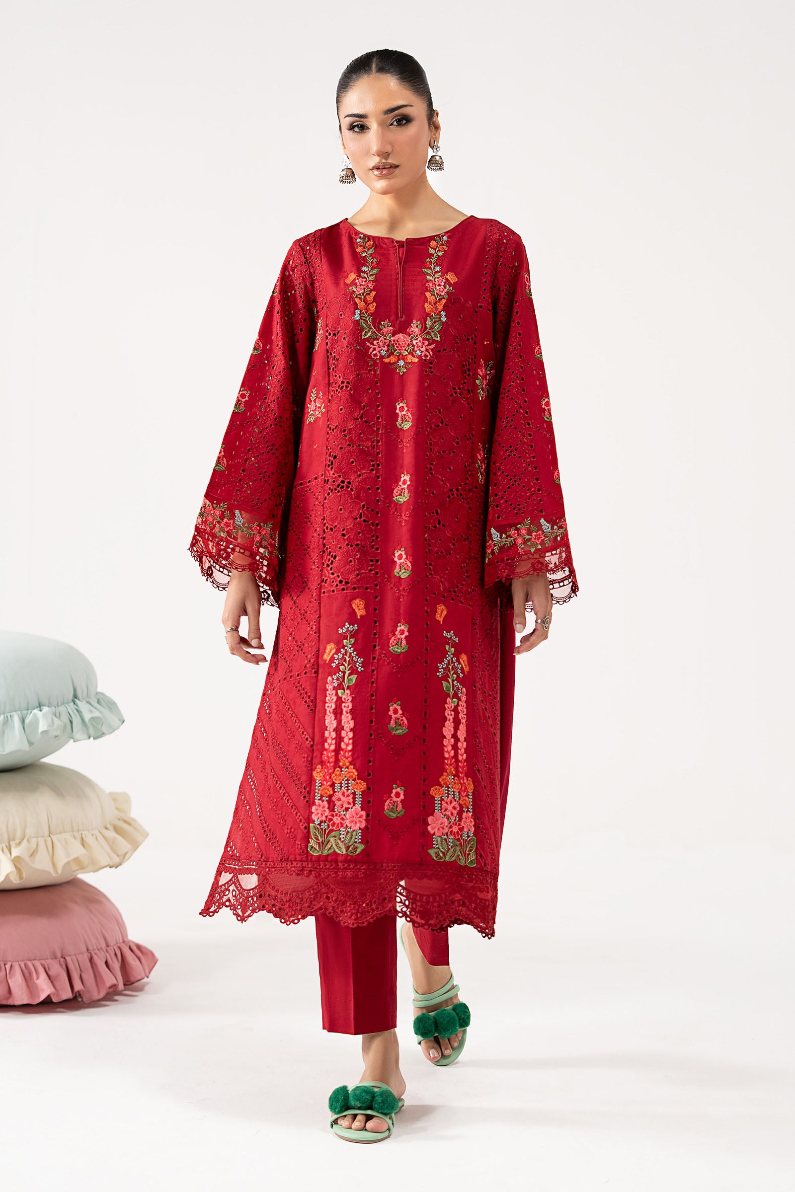 2 Piece Embroidered Brochia Suit