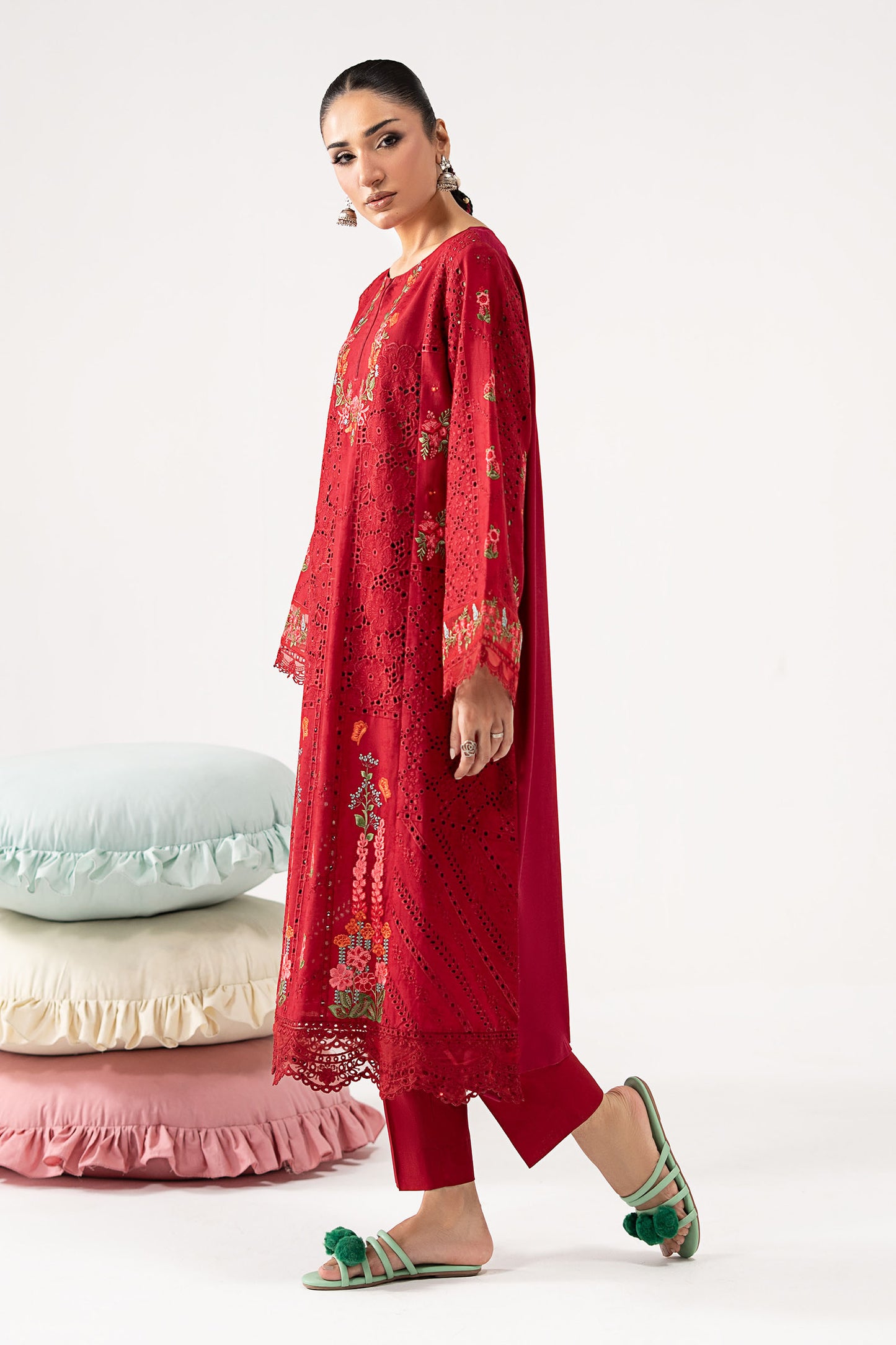 2 Piece Embroidered Brochia Suit
