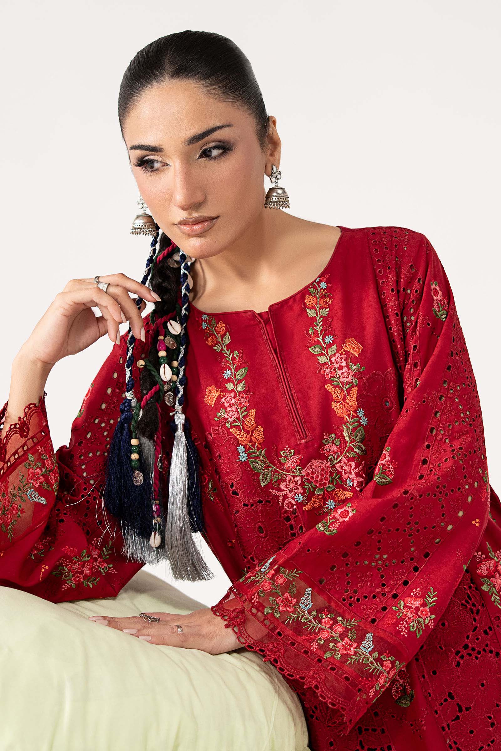 2 Piece Embroidered Brochia Suit