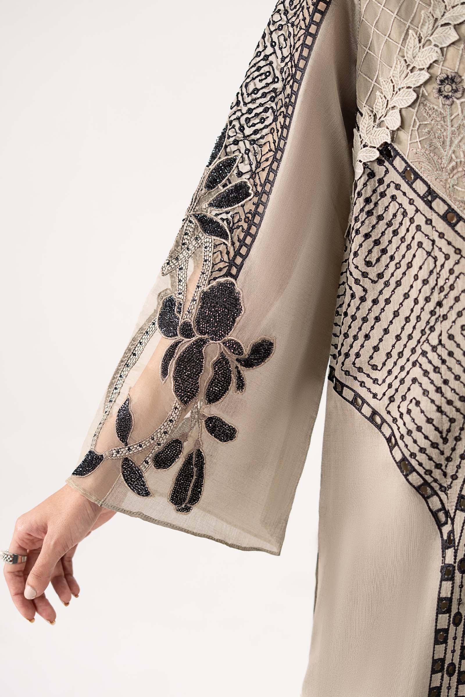 3 Piece Embroidered Paper Cotton Suit