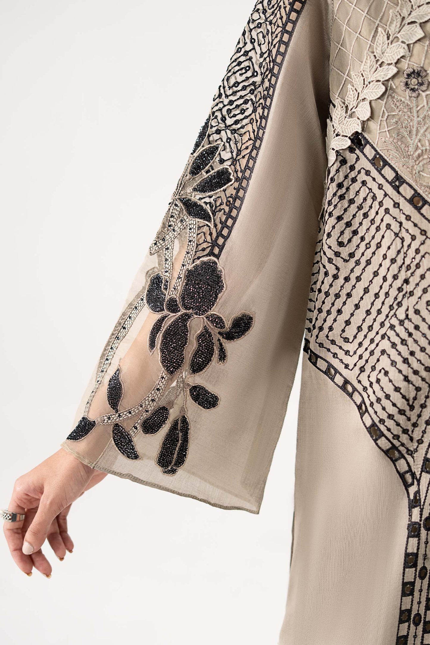 3 Piece Embroidered Paper Cotton Suit