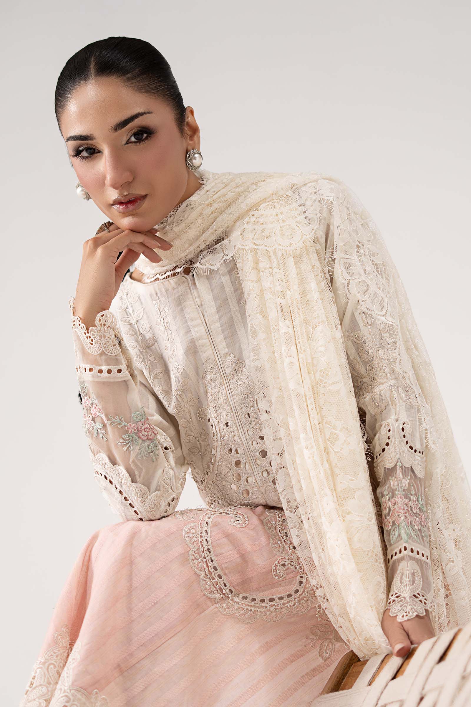 3 Piece Embroidered Dobby Lawn Suit