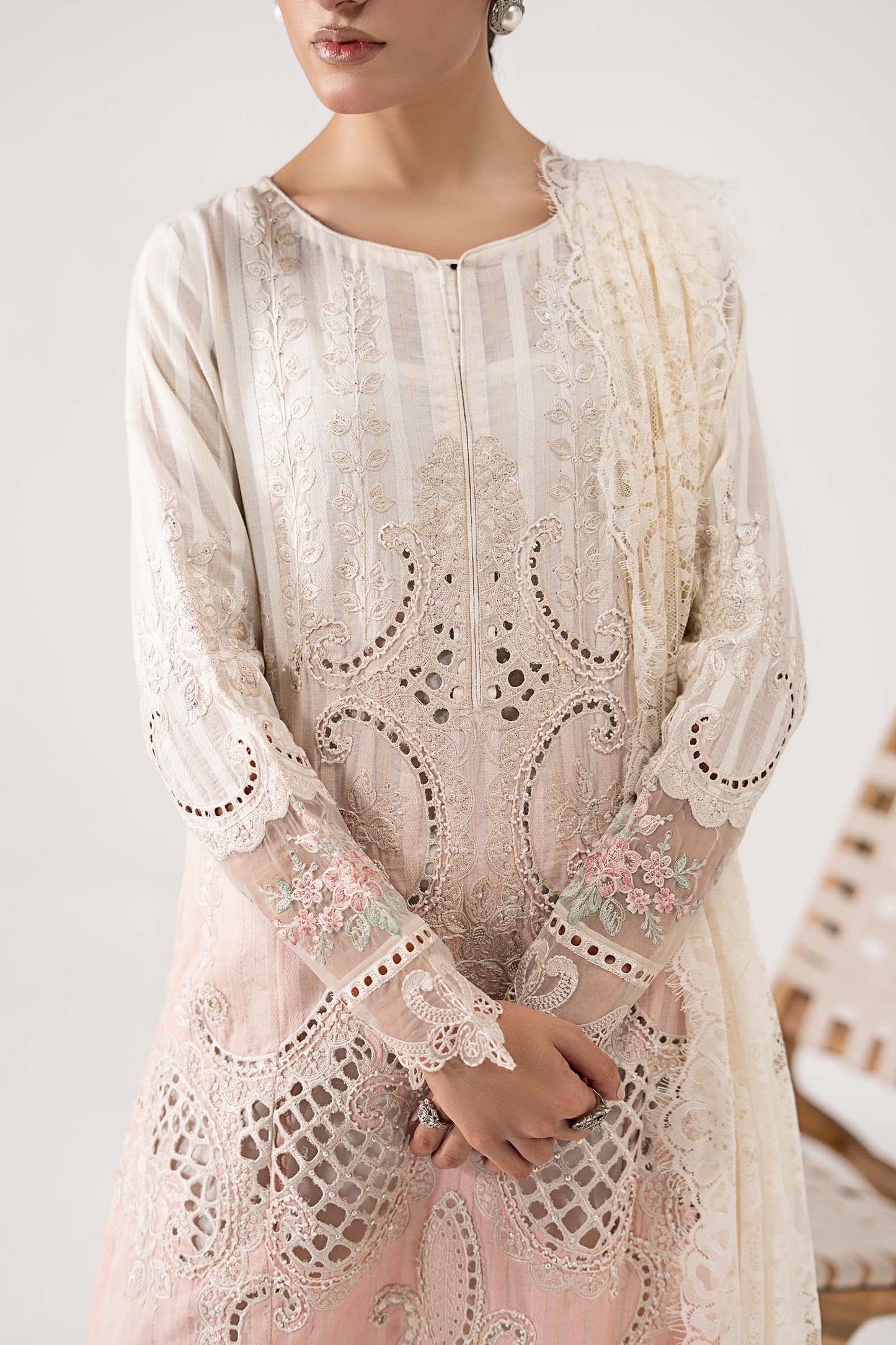 3 Piece Embroidered Dobby Lawn Suit