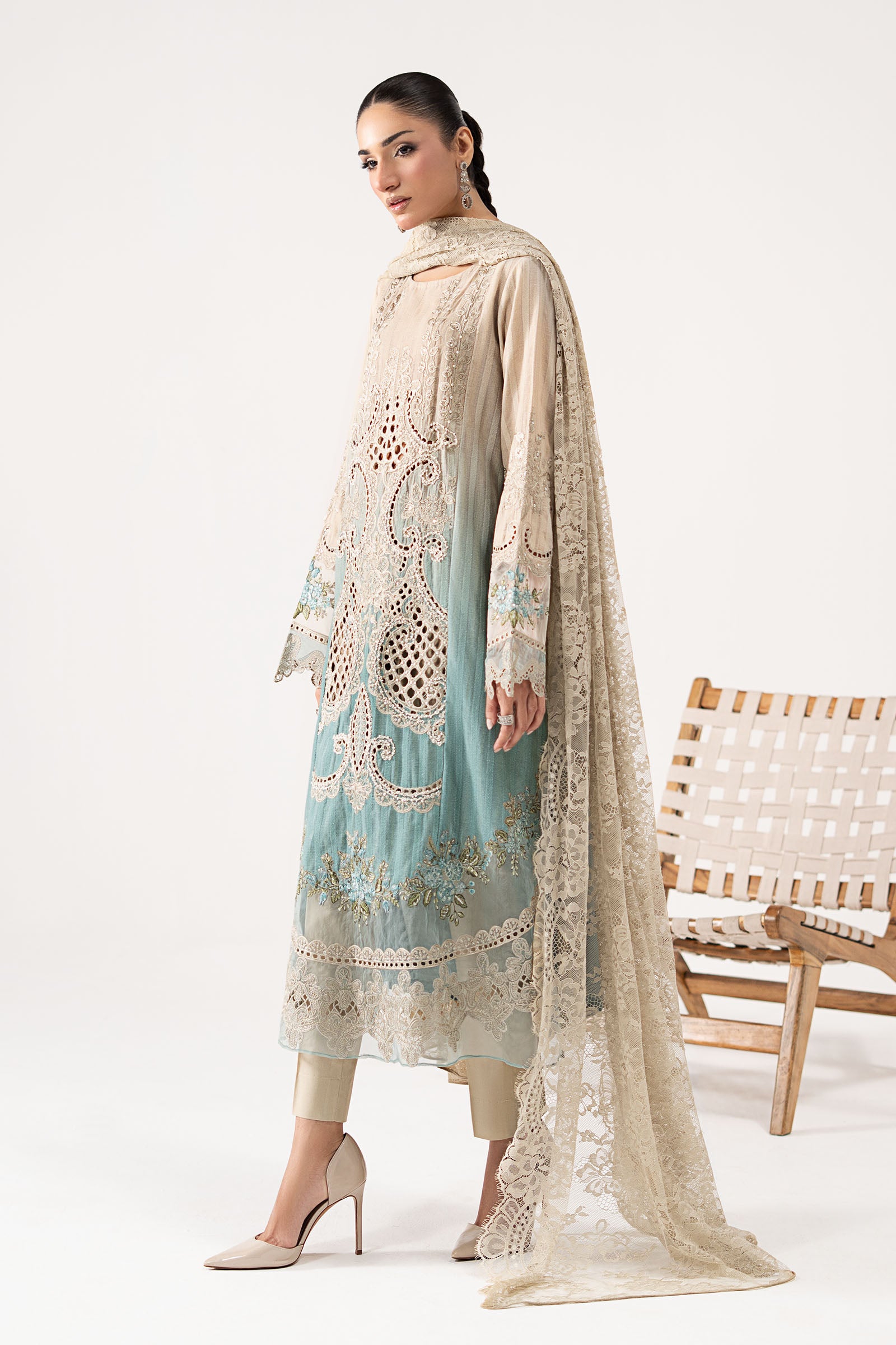 3 Piece Embroidered Dobby Lawn Suit