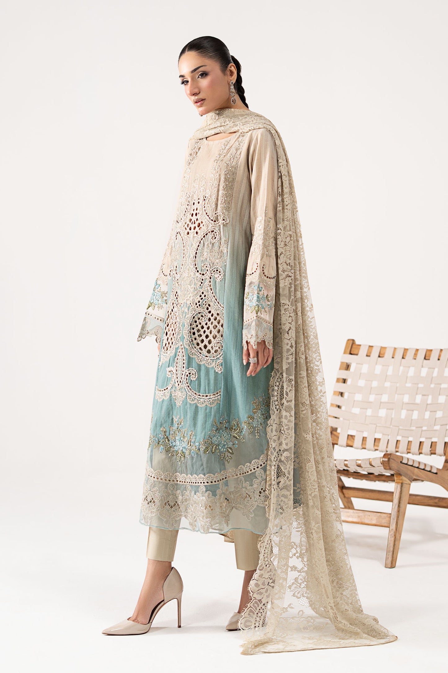 3 Piece Embroidered Dobby Lawn Suit