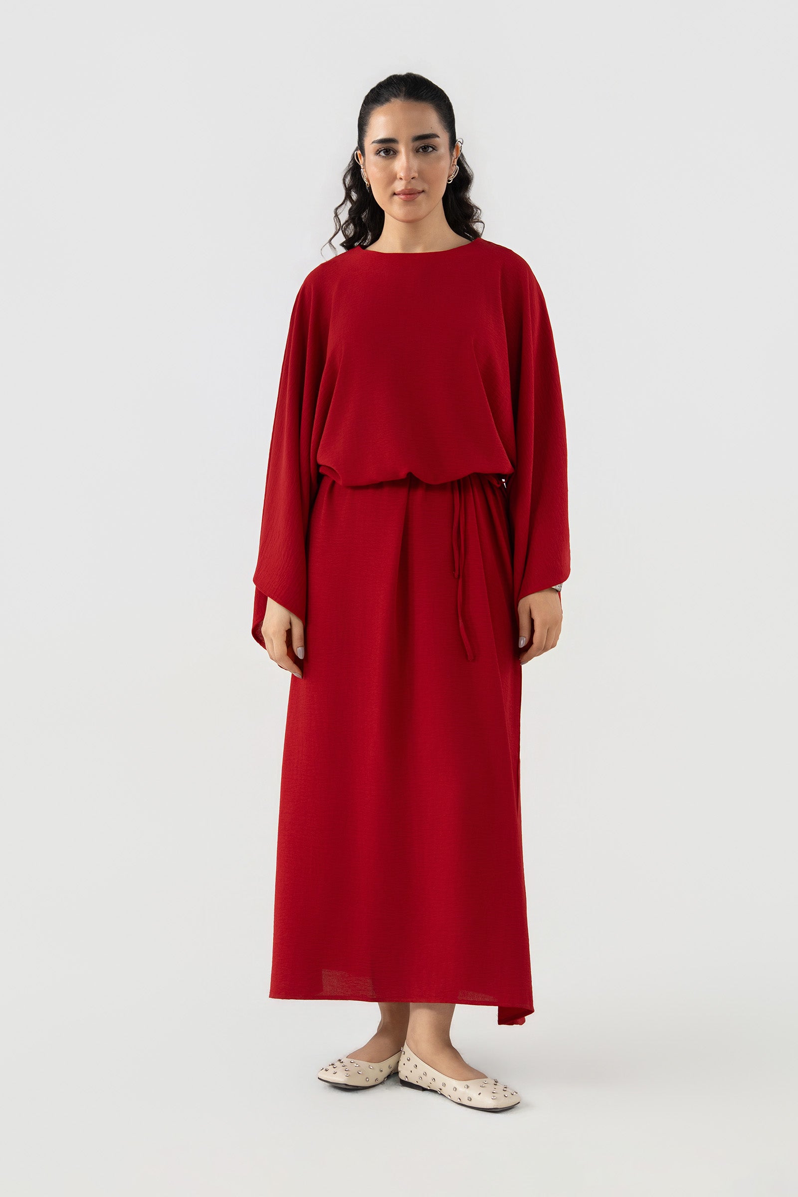 Batwing-Sleeve Dress