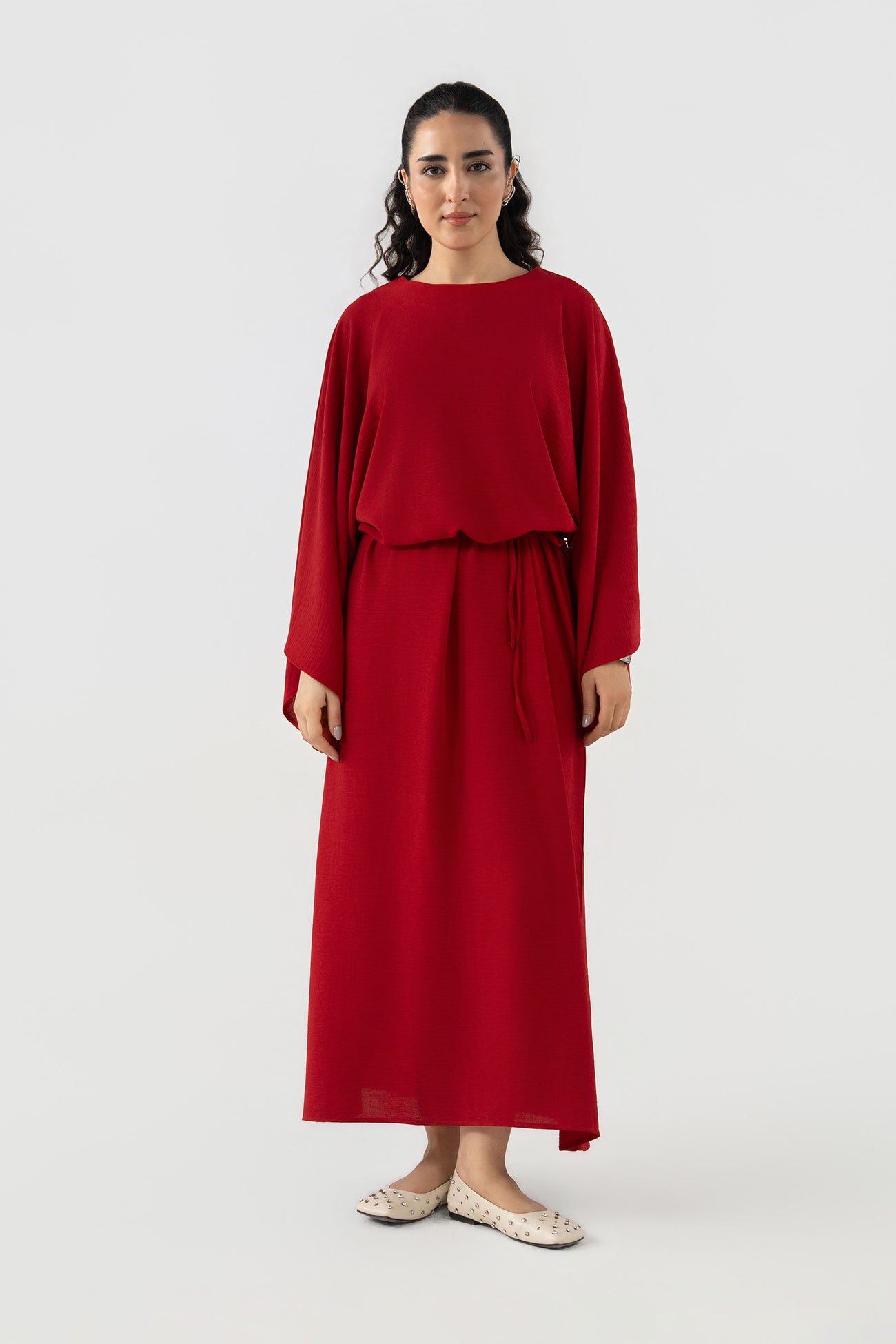 Batwing-Sleeve Dress