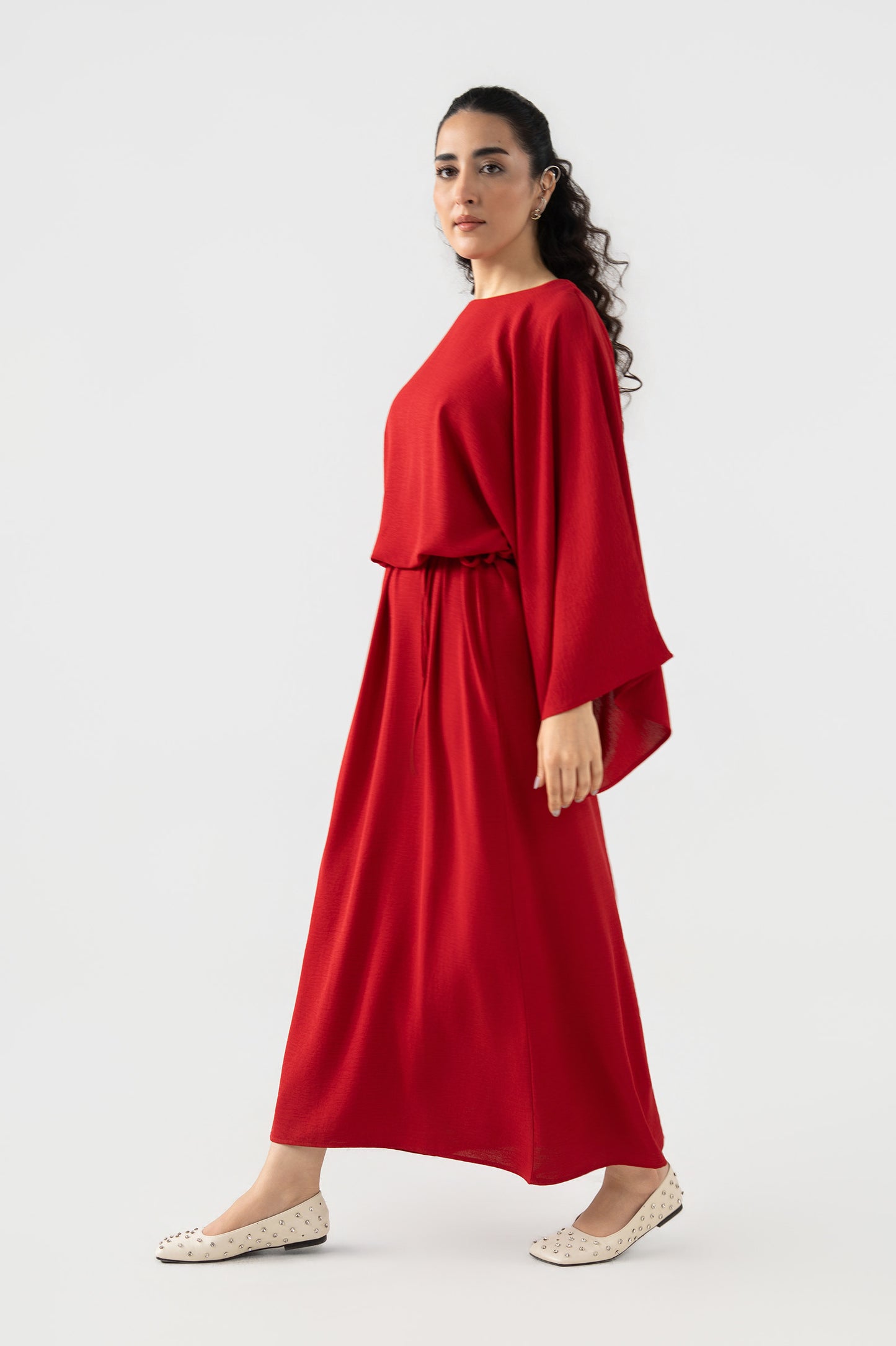 Batwing-Sleeve Dress