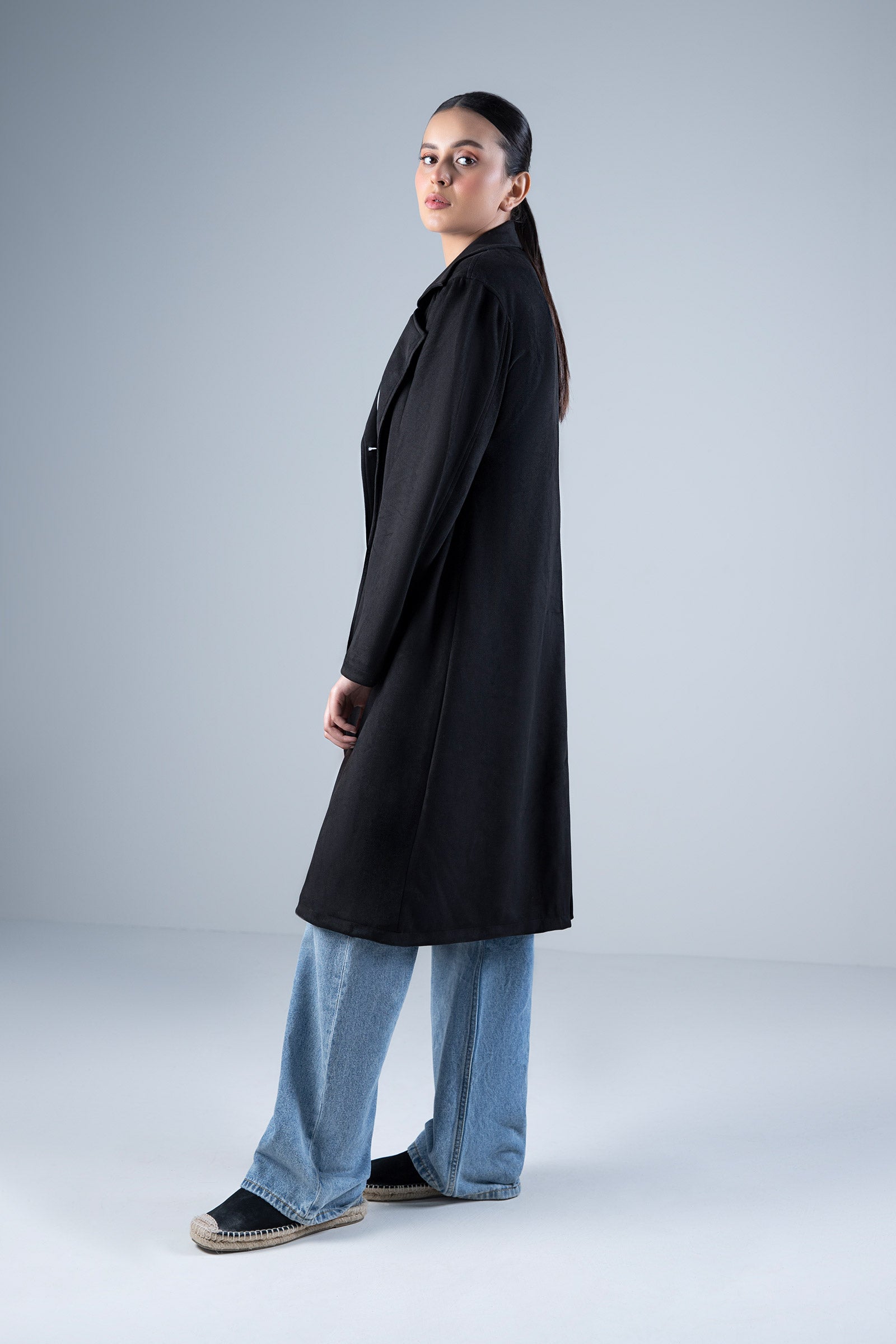 Suede Double Breasted Coat