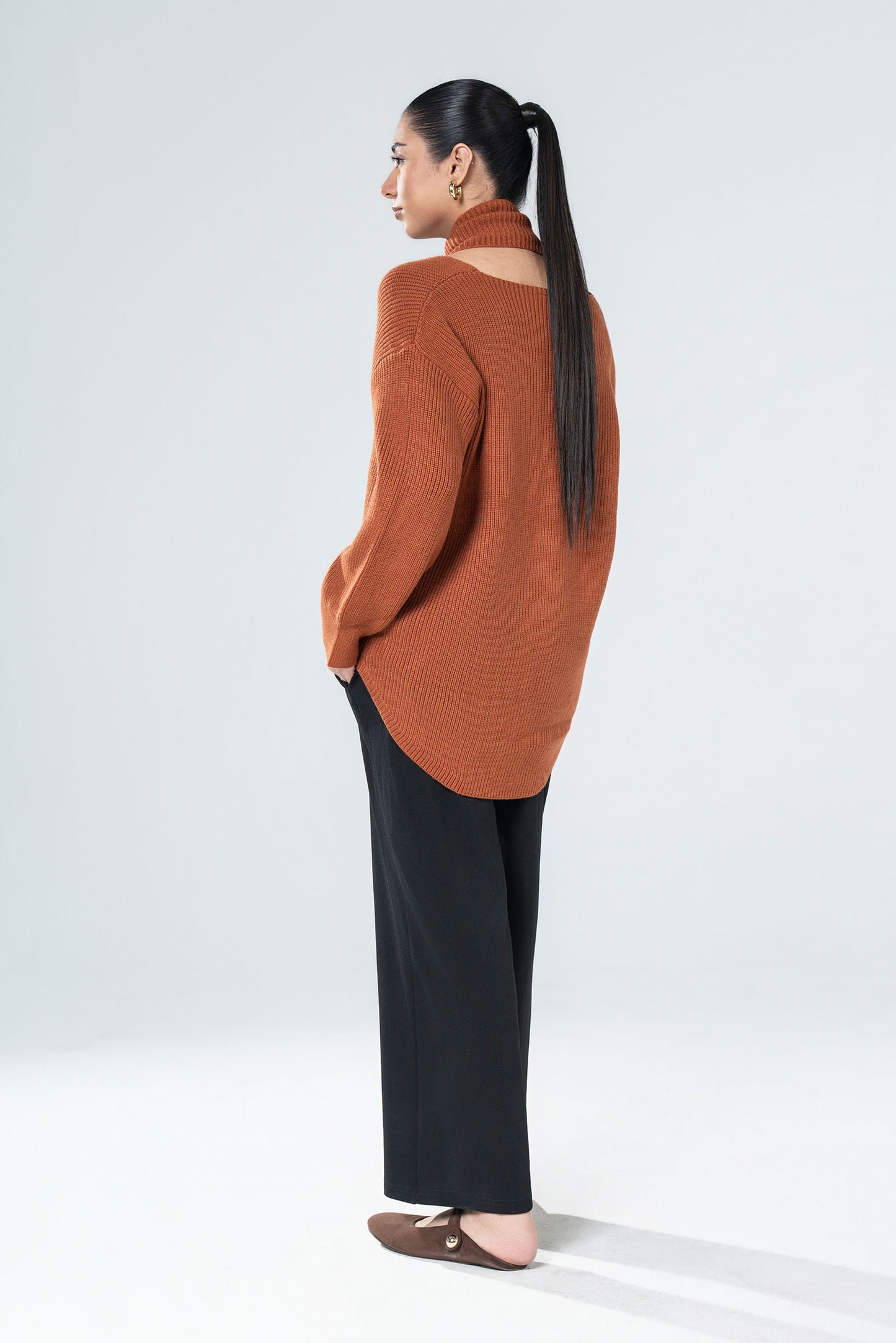 Scarfed Knit Sweater