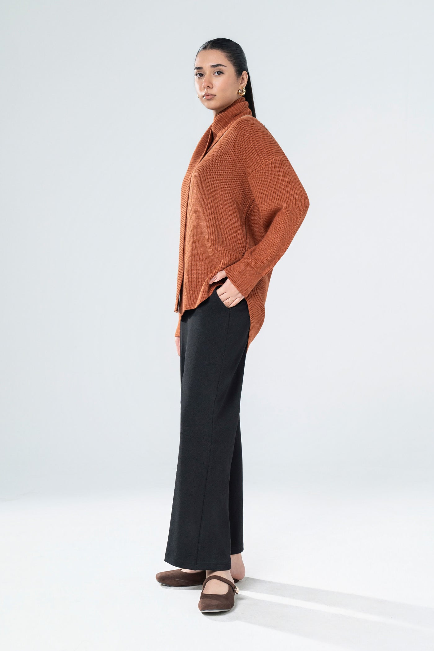 Scarfed Knit Sweater