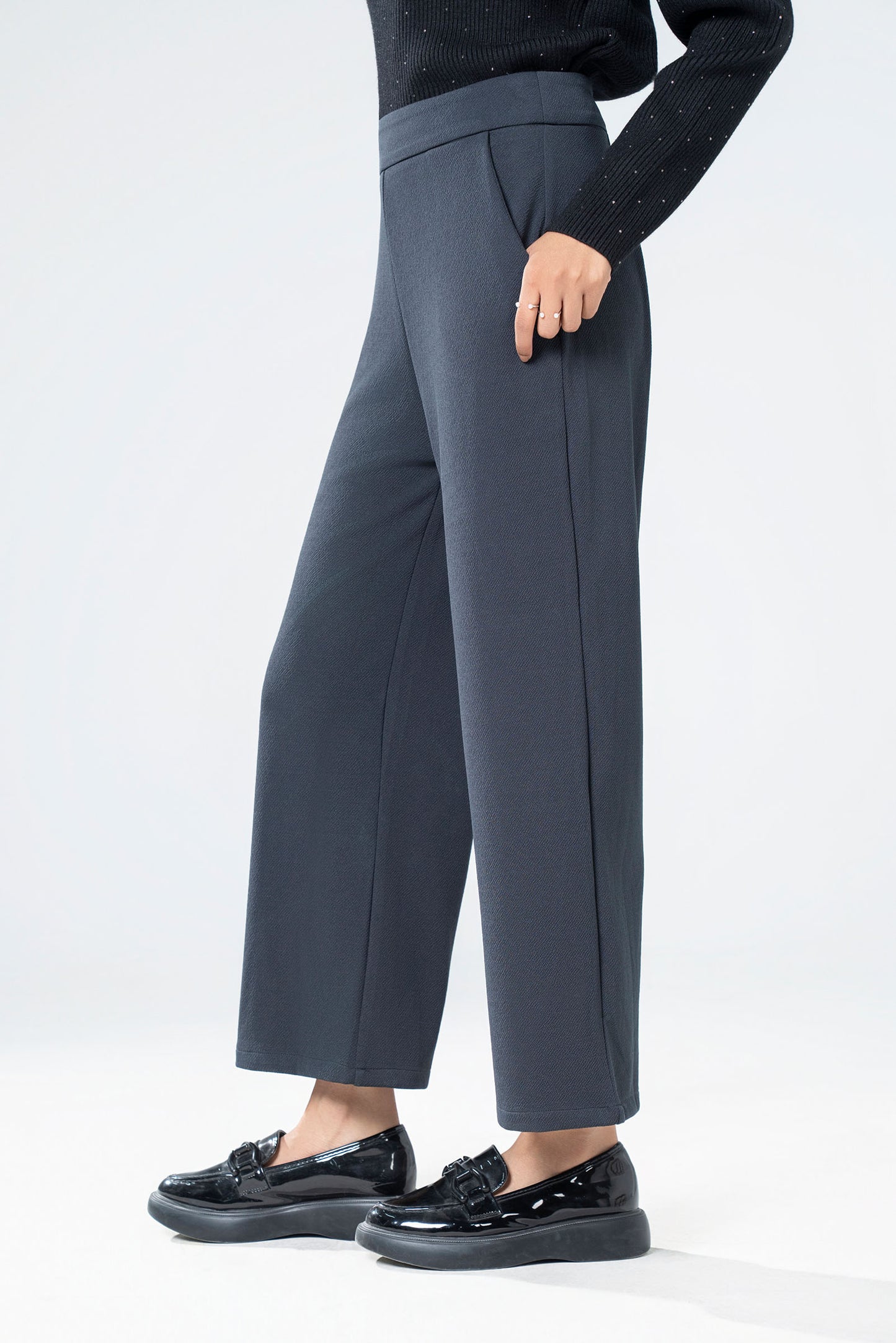 Textured Wide Leg Pants