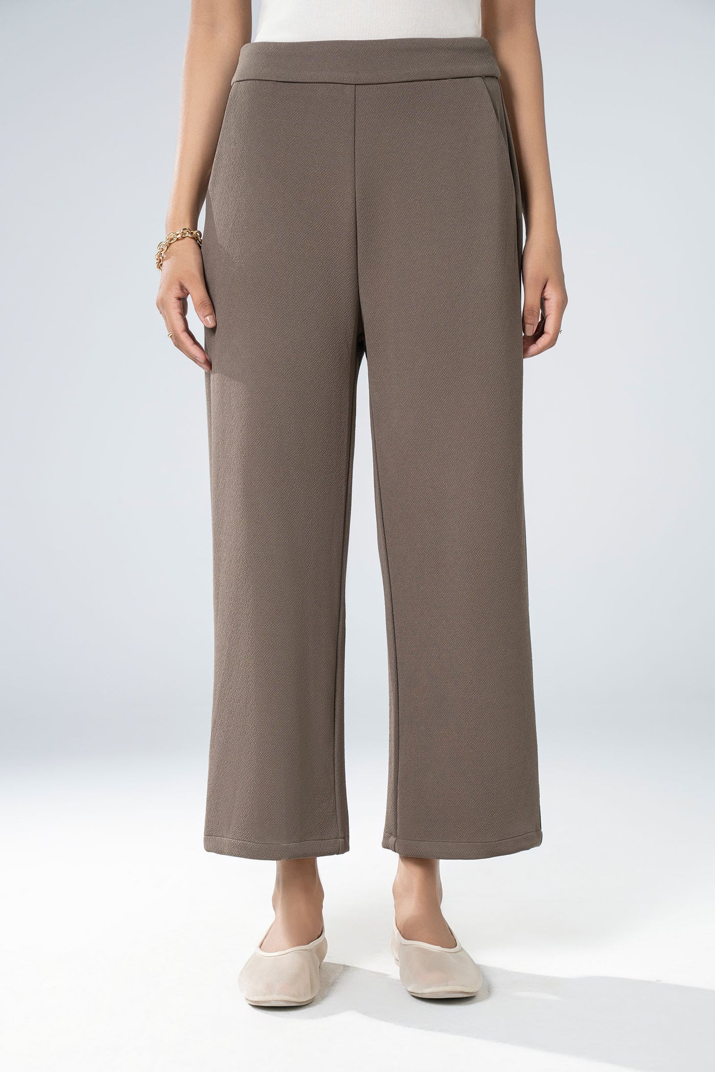Textured Wide Leg Pants