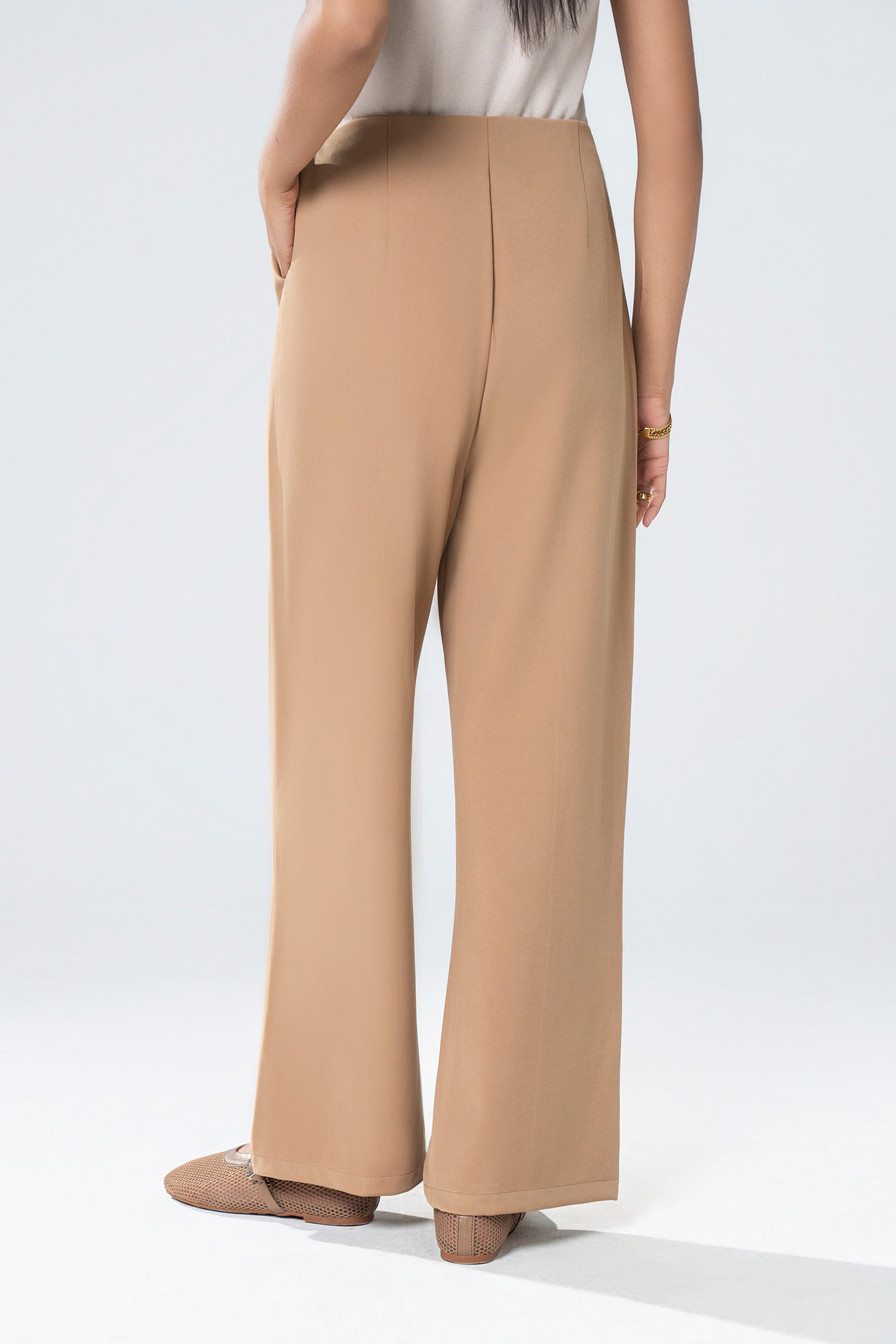 Pintuck Wide Leg Pants