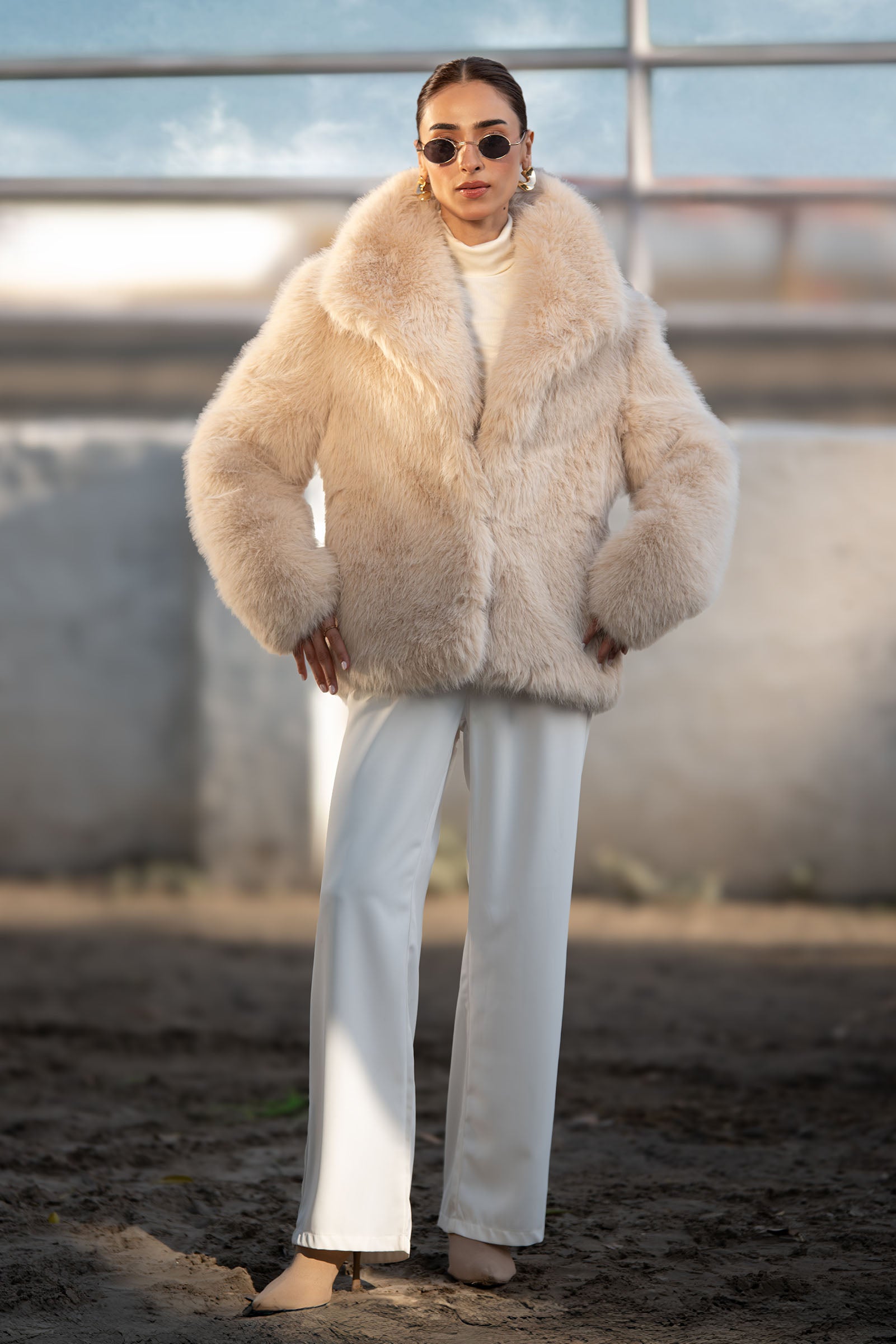 Belted Faux Fur Jacket