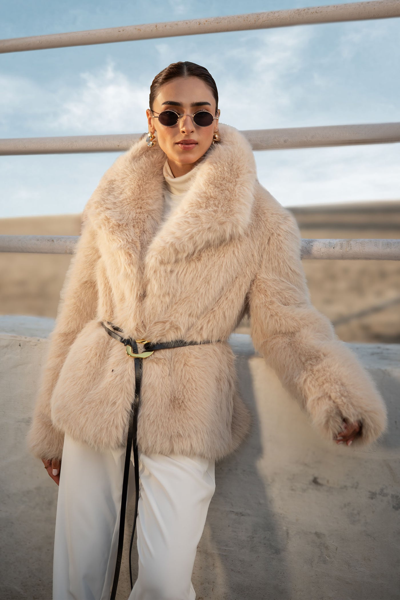 Belted Faux Fur Jacket