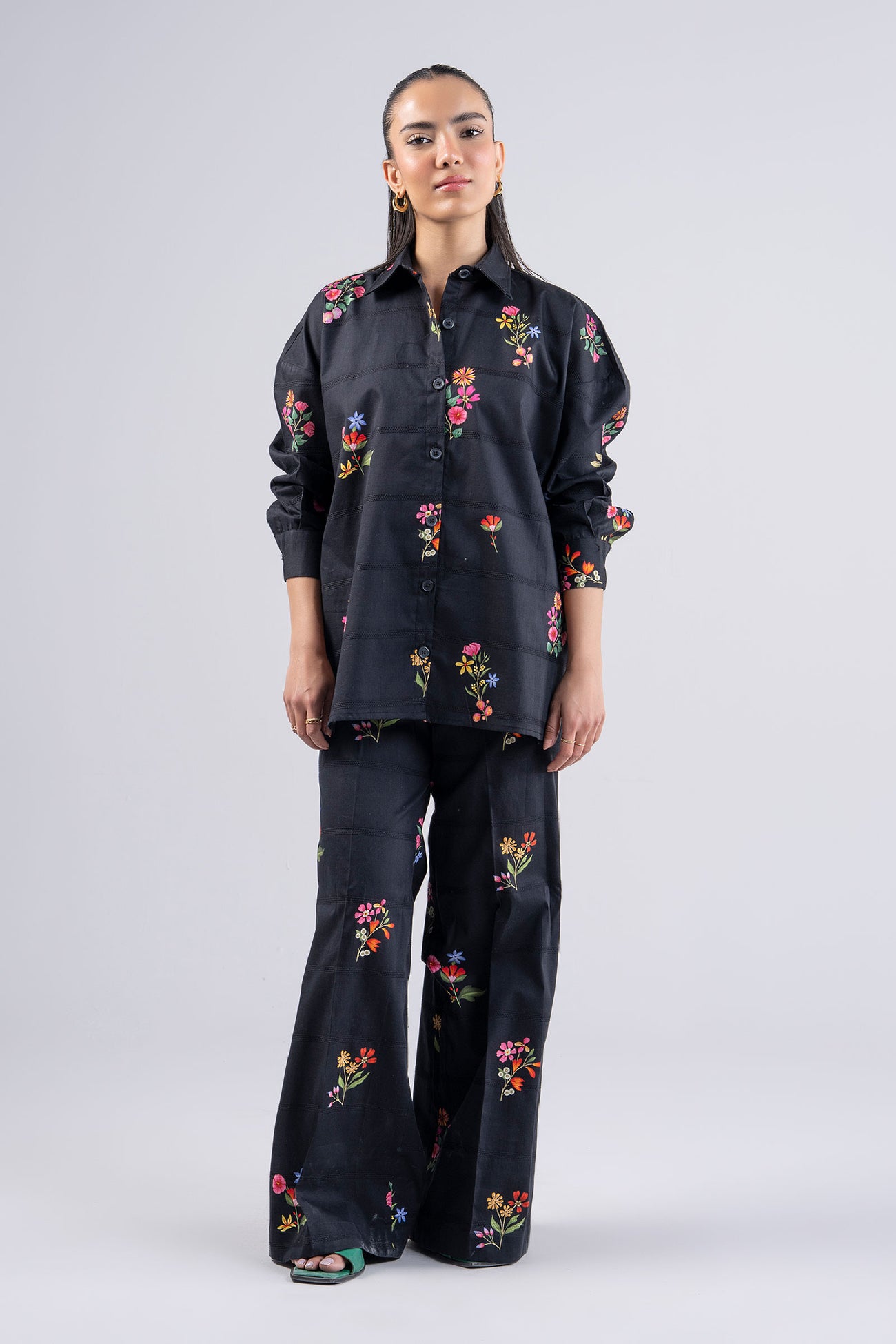 2 Pc Printed Textured Cotton Suit