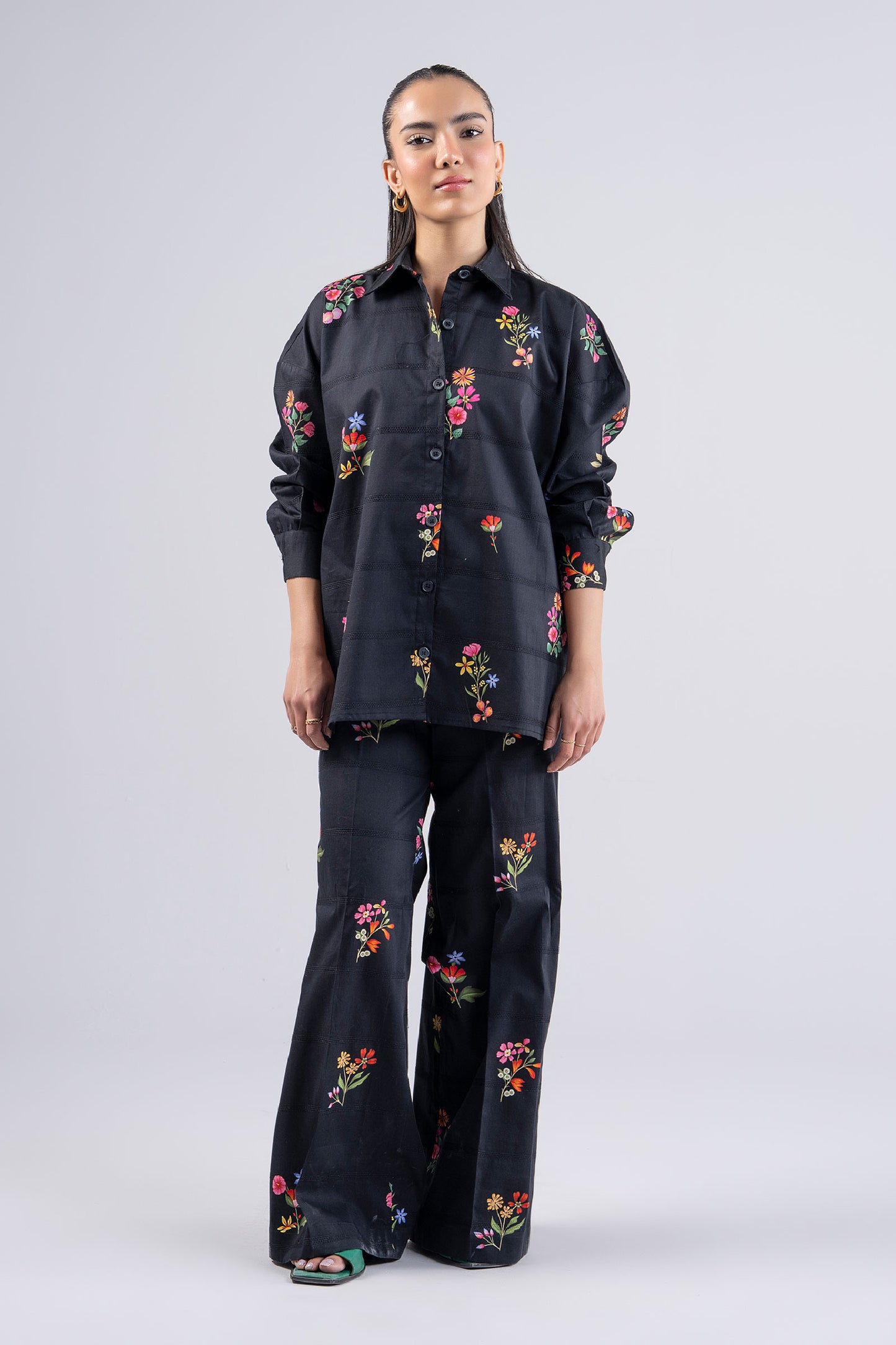 2 Pc Printed Textured Cotton Suit