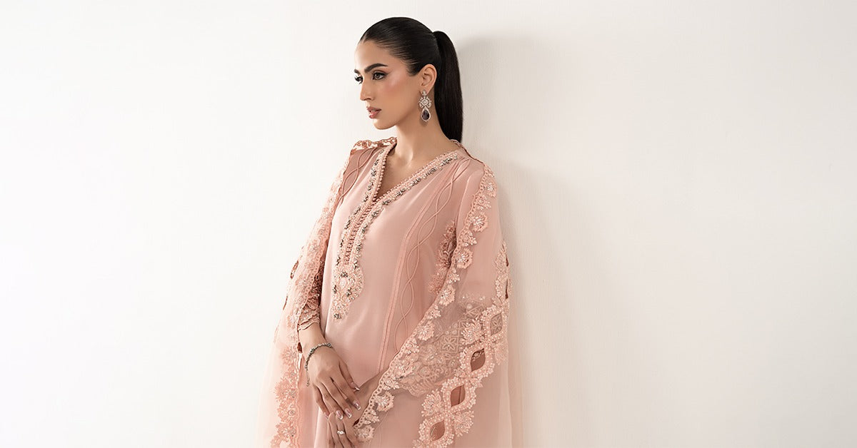 3 Piece Embroidered Raw Silk Suit