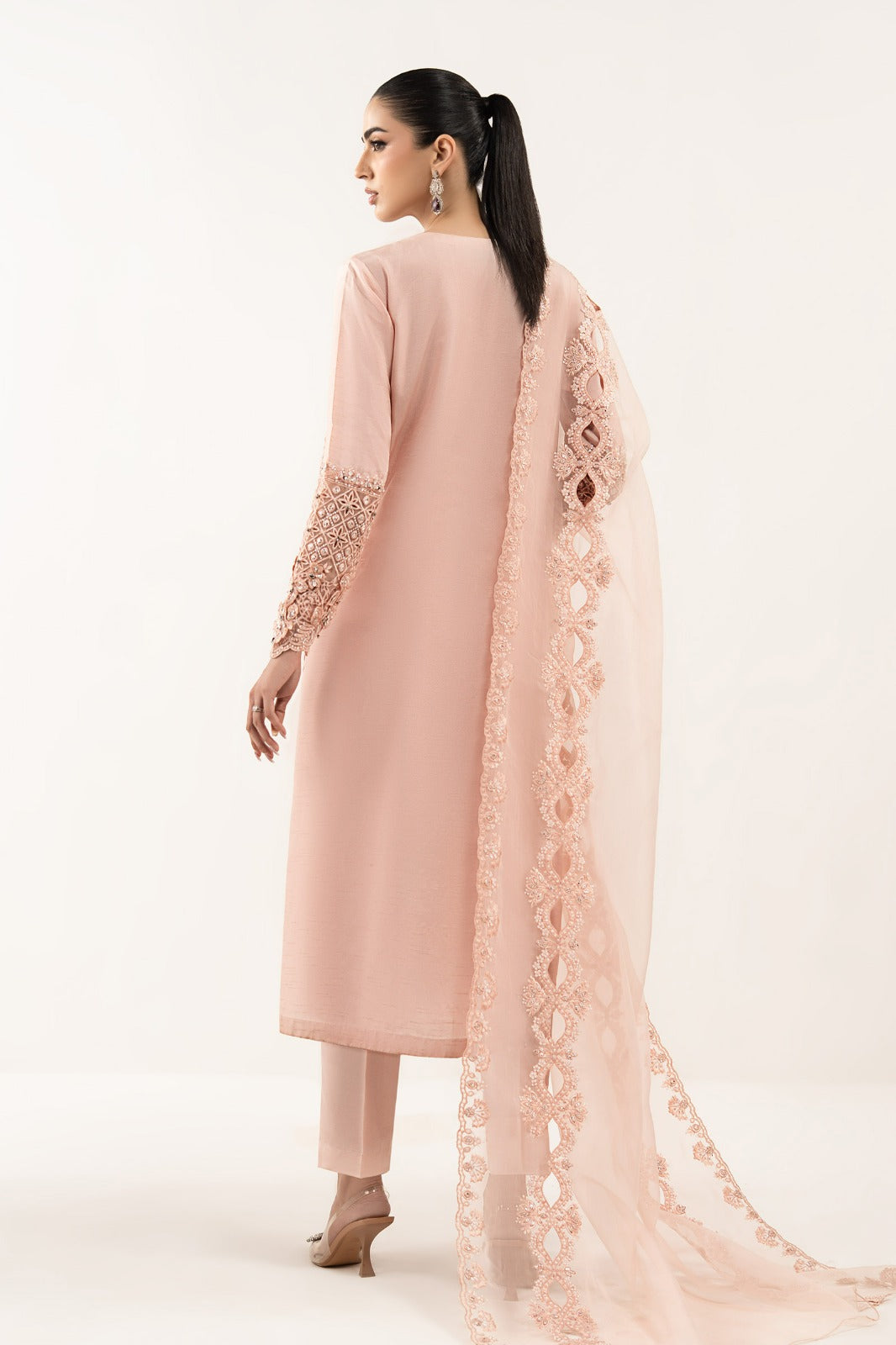 3 Piece Embroidered Raw Silk Suit